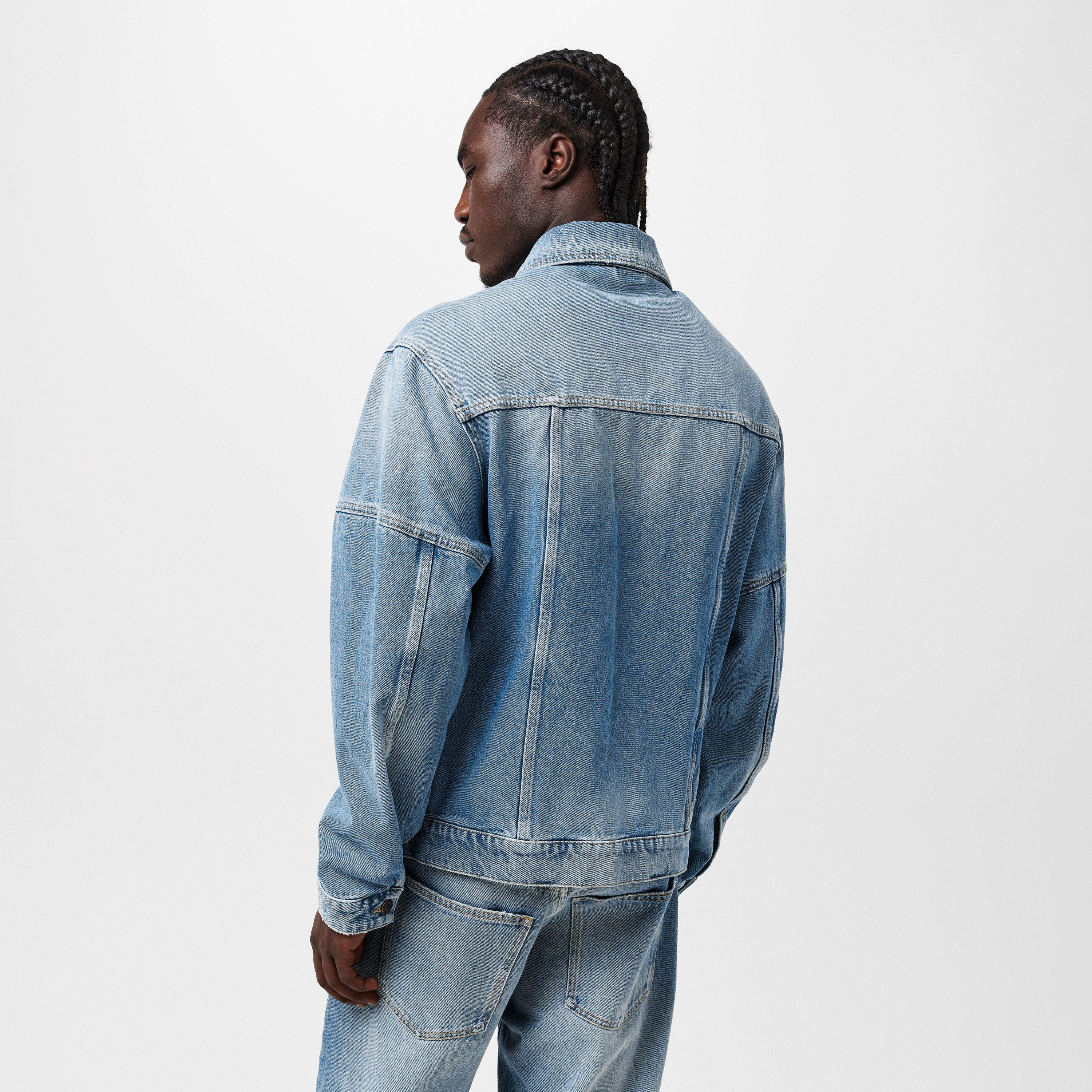 Blue - Moschino - Men's  Structured Denim Jacket - 4