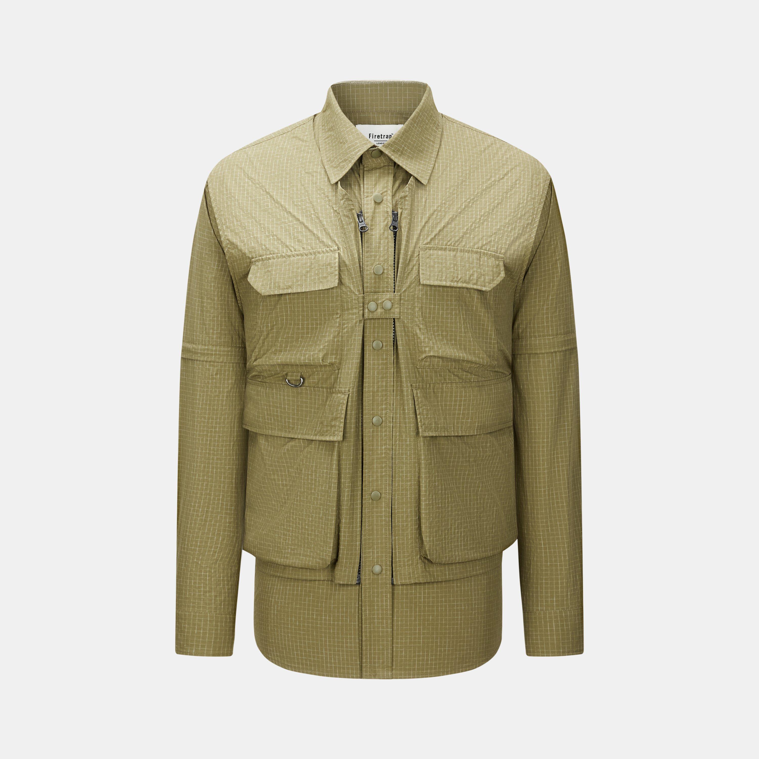 Canvas - Firetrap - Men's 3-in-1 Convertible DWR Full Zip Long Sleeve Overshirt - 1