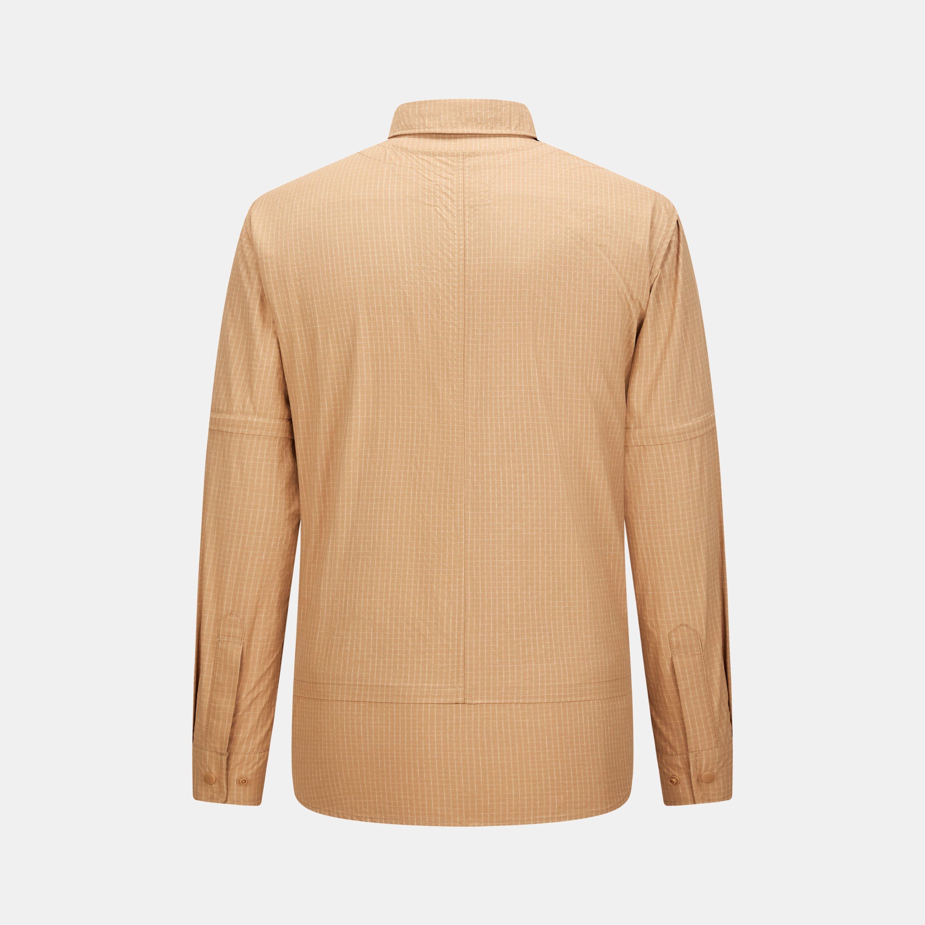 Khaki - Firetrap - Men's 3-in-1 Convertible DWR Full Zip Long Sleeve Overshirt - 3