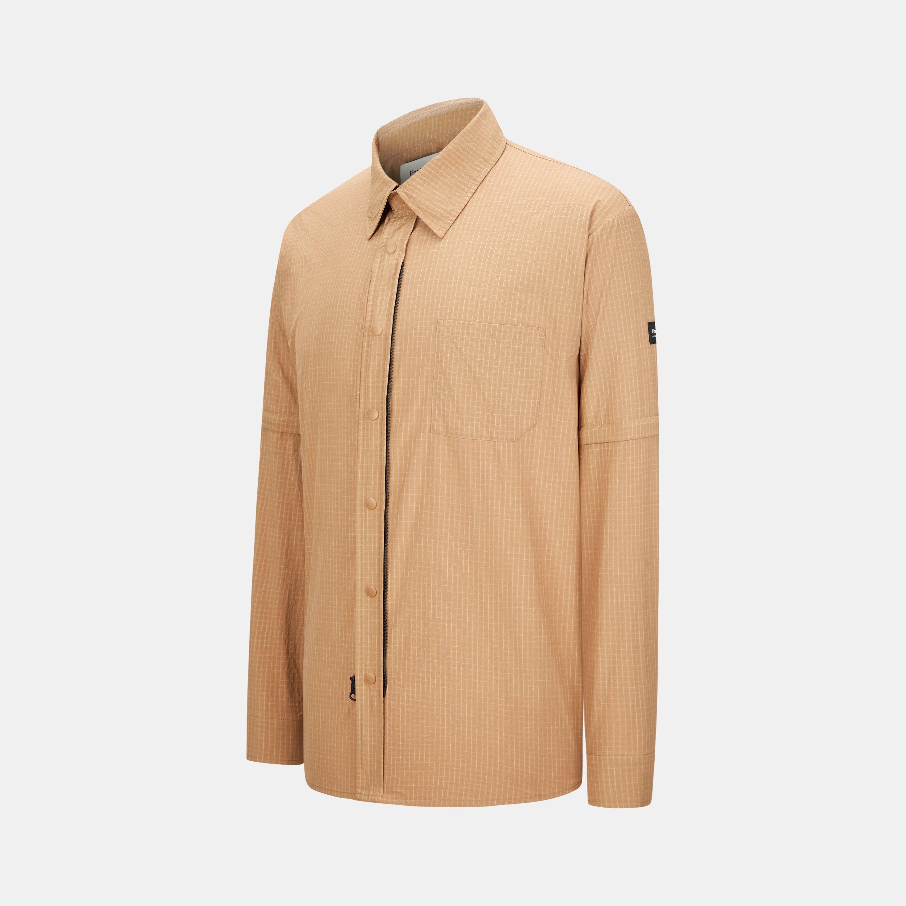 Khaki - Firetrap - Men's 3-in-1 Convertible DWR Full Zip Long Sleeve Overshirt - 4