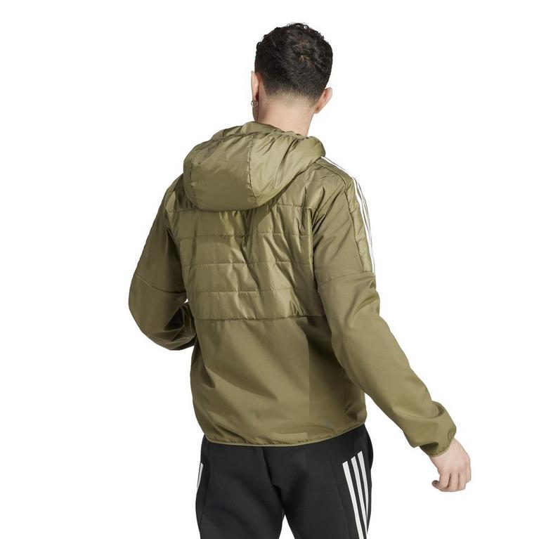 Concentrez-vous sur Olive - adidas - Essentials Insulated Hooded Hybrid Jacket Mens - 3