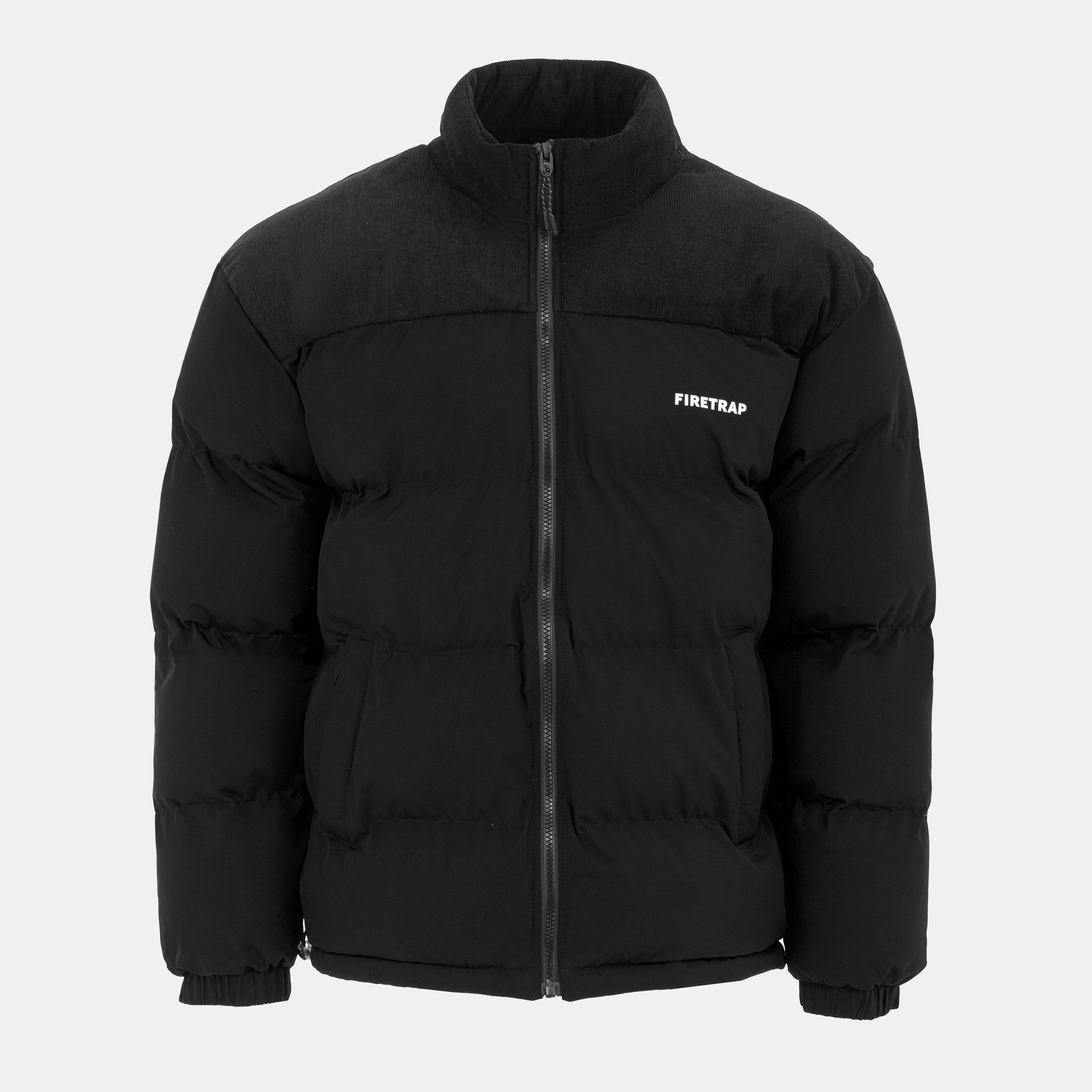 Firetrap Men's Full Zip Funnel Neck Long Sleeve Puffer Jacket - Black - XS