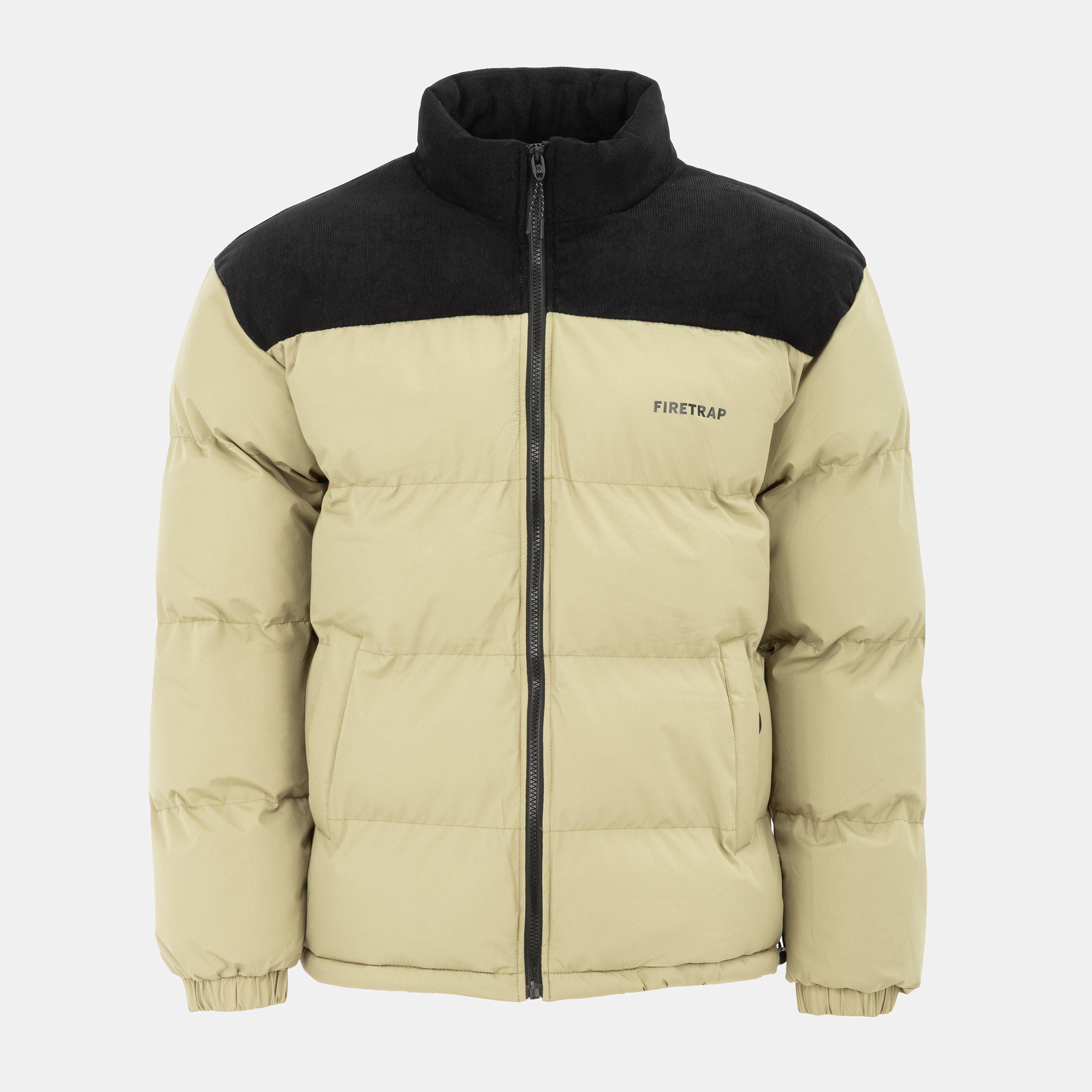 Firetrap Men's Full Zip Funnel Neck Long Sleeve Puffer Jacket - Lt. Khaki - XXS