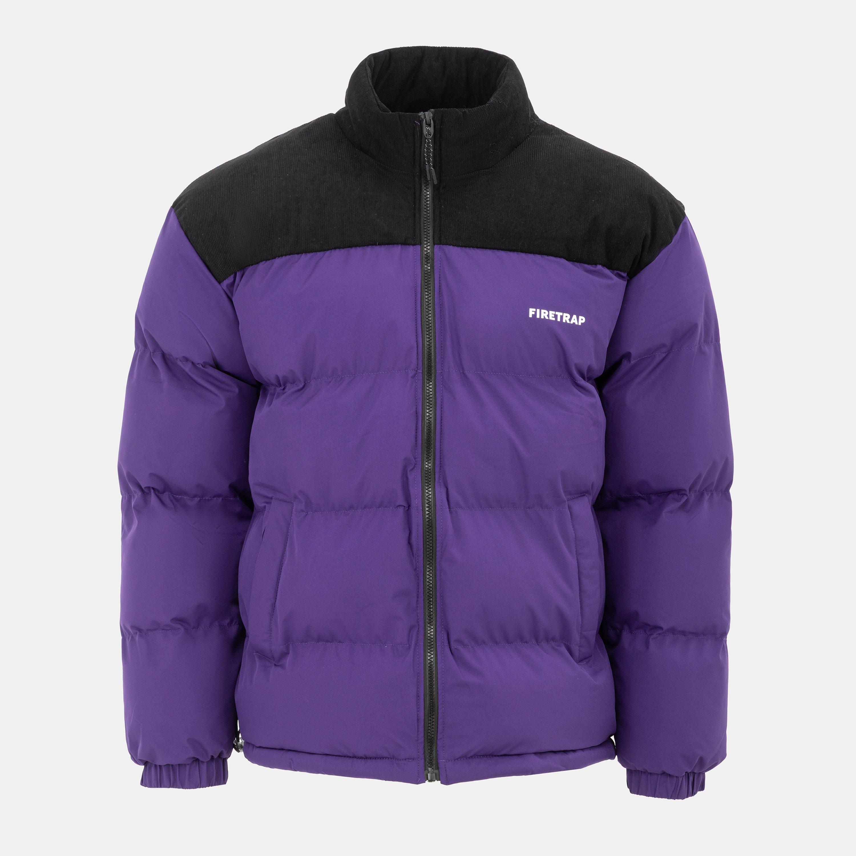 Firetrap Men's Full Zip Funnel Neck Long Sleeve Puffer Jacket - Purple - S