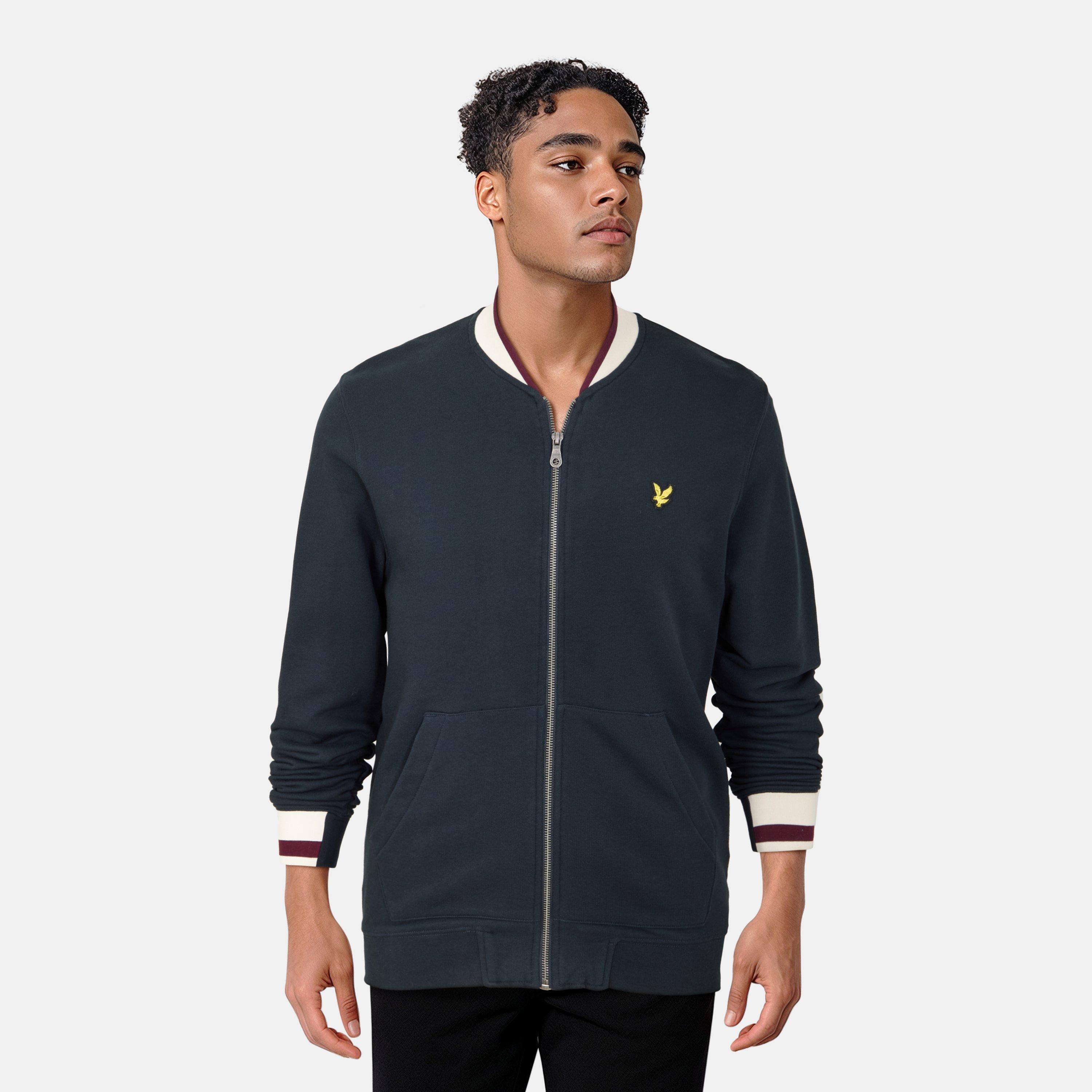 Dark Navy - Lyle and Scott - Men's Jersey Bomber Jacket - 3