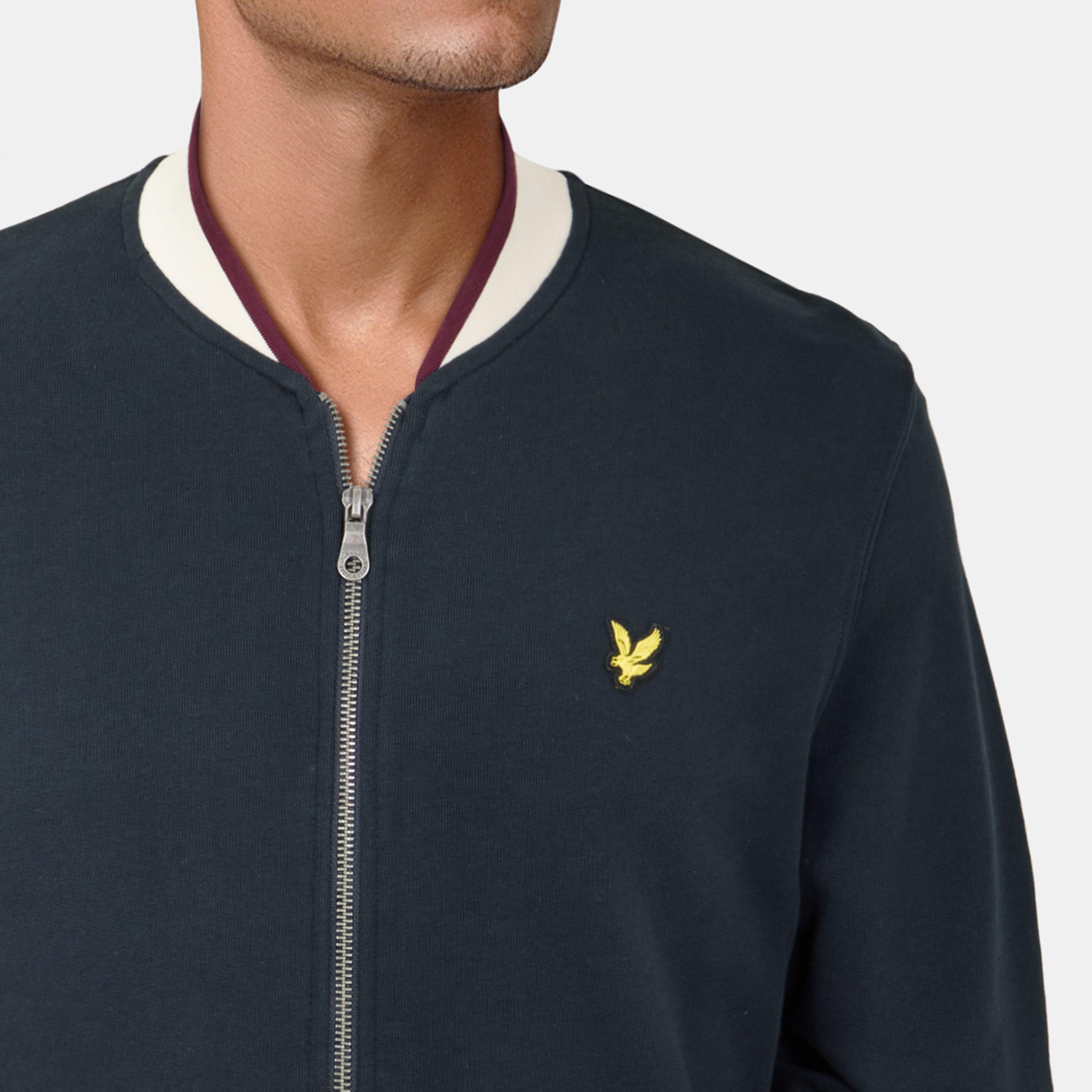 Dark Navy - Lyle and Scott - Men's Jersey Bomber Jacket - 5