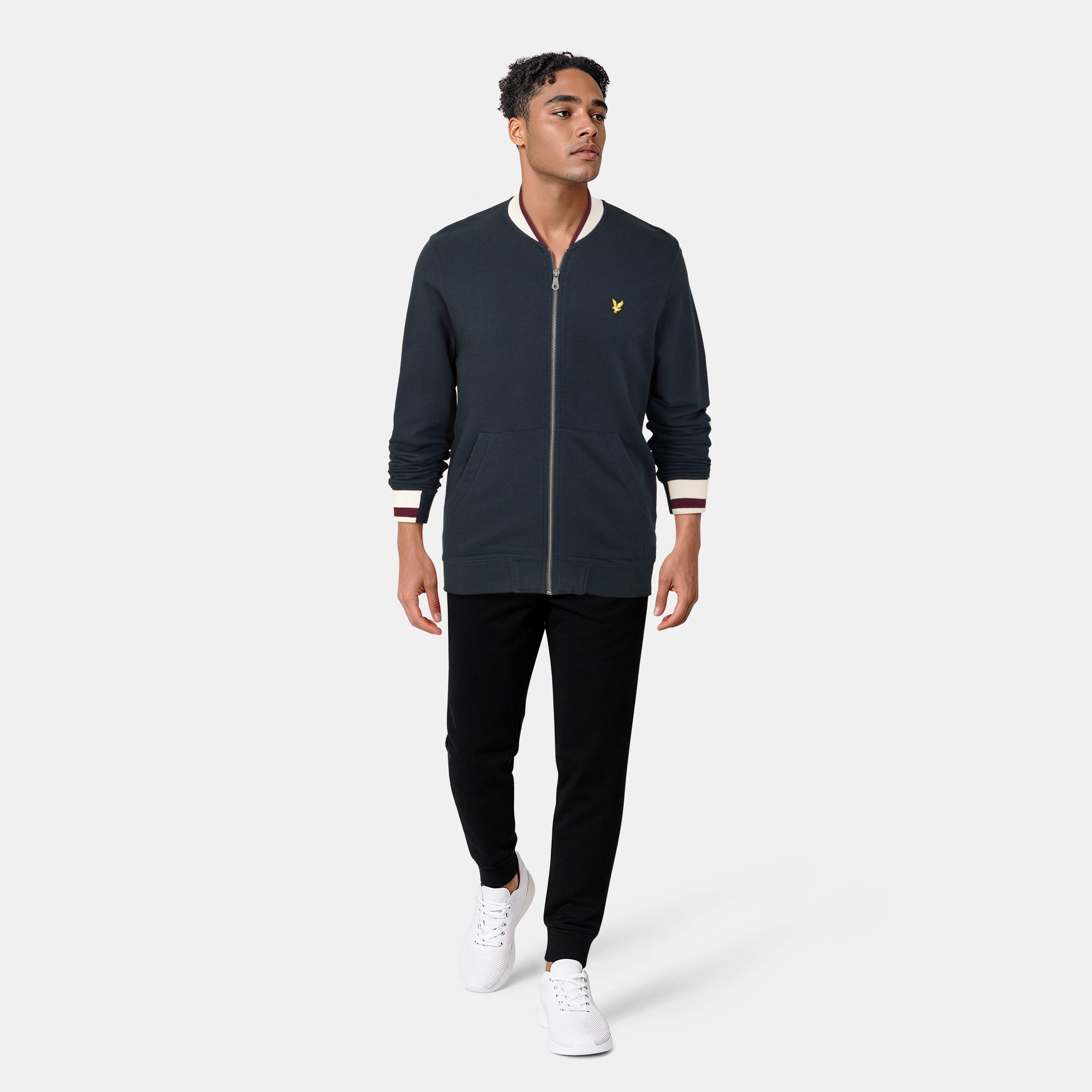 Dark Navy - Lyle and Scott - Men's Jersey Bomber Jacket - 6