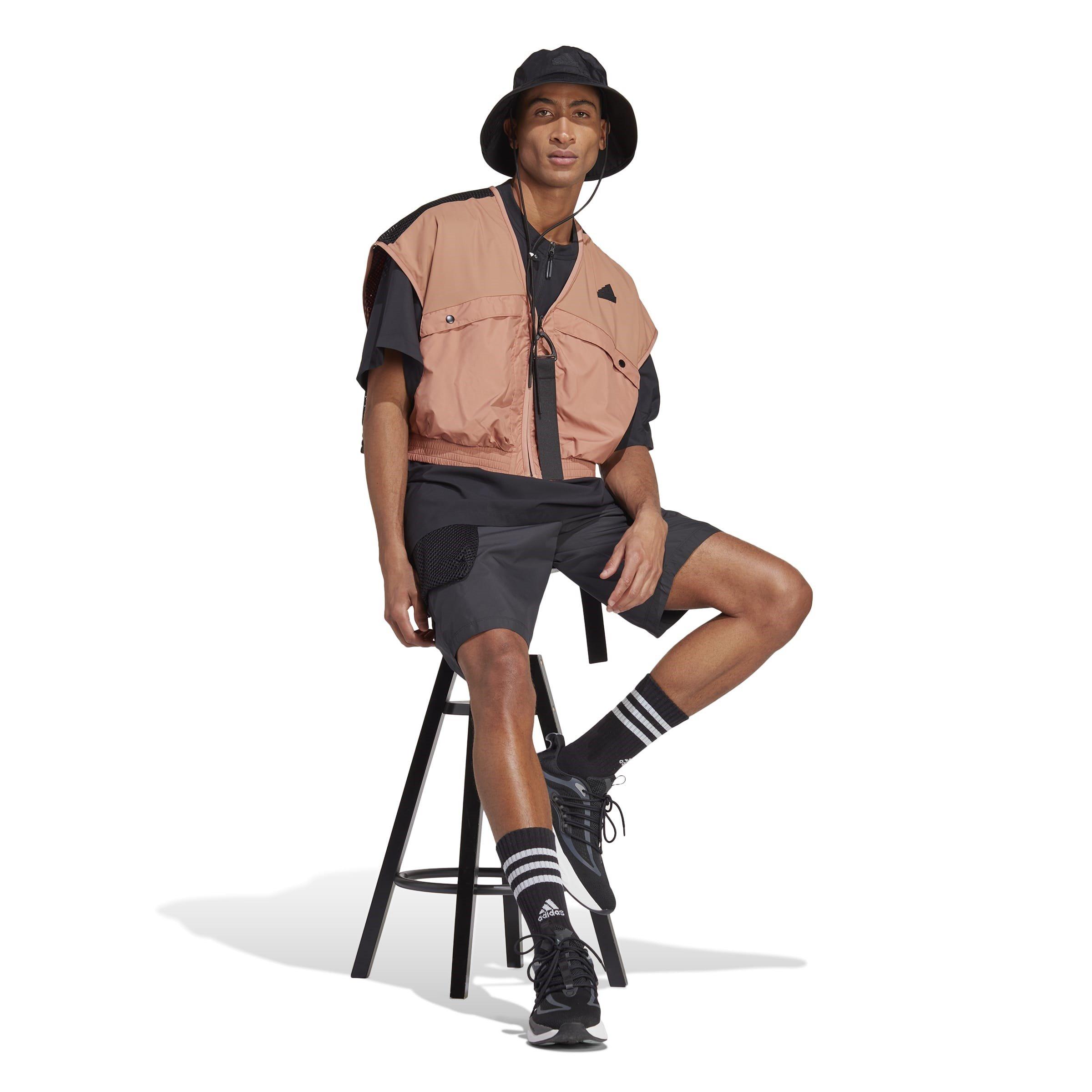 Lehm Schichten - adidas - Adidas City Escape Premium Water Resistant Sleeveless Oversized Fit Softshell Jacket - 4