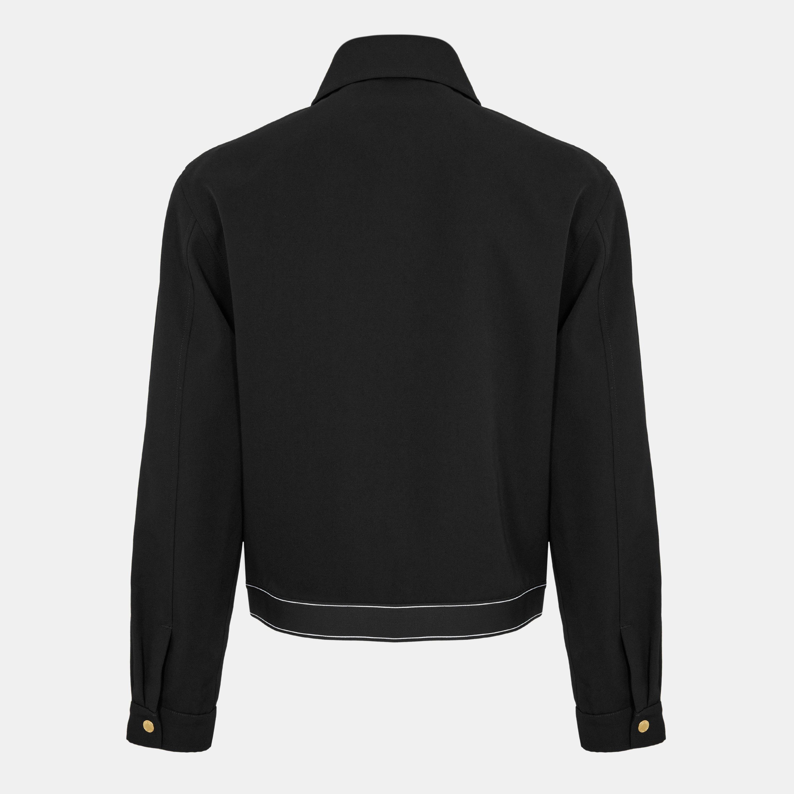 Black - Casablanca - Men's Sports Tailoring Virgin Wool Long Sleeve Harrington Jacket - 2