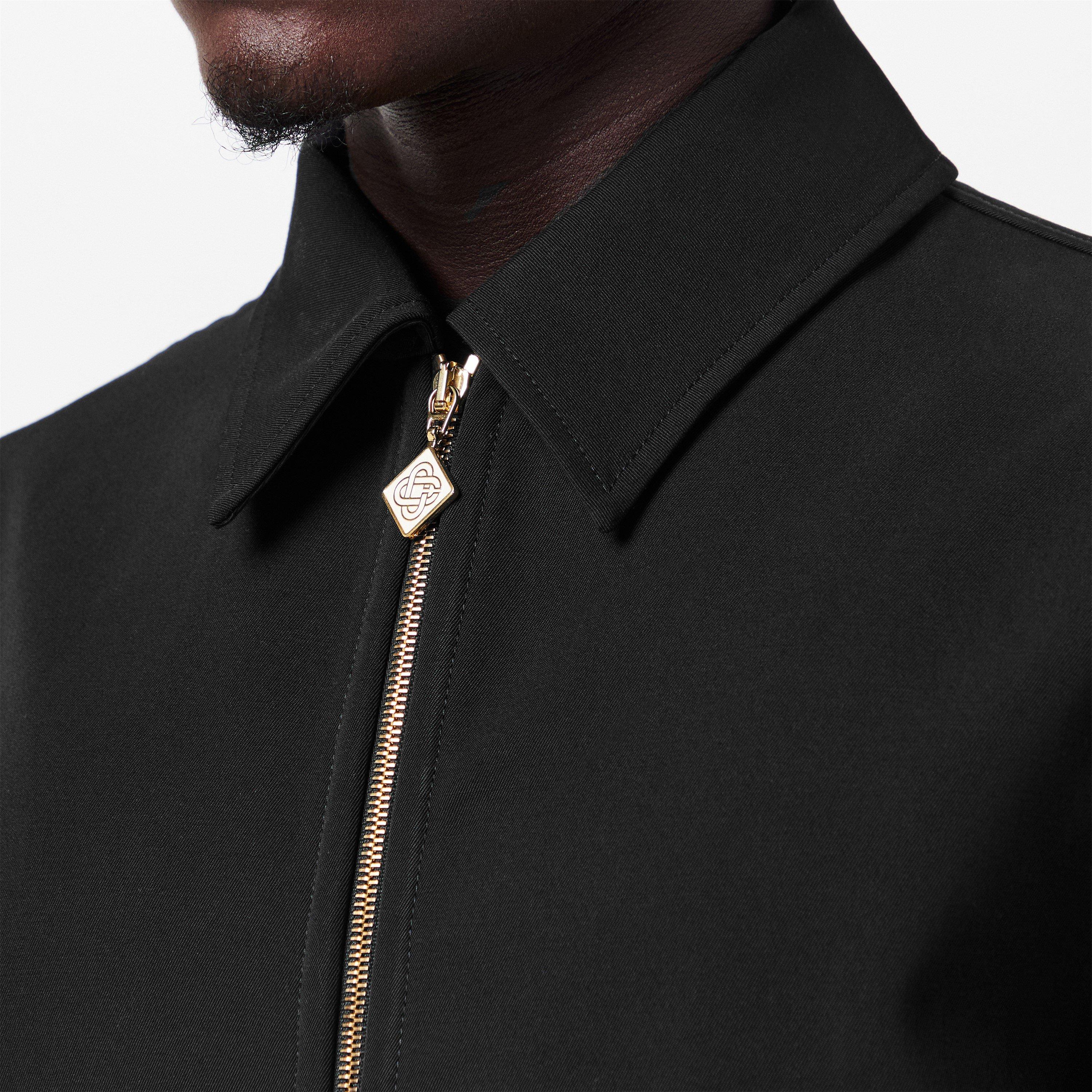 Black - Casablanca - Men's Sports Tailoring Virgin Wool Long Sleeve Harrington Jacket - 5