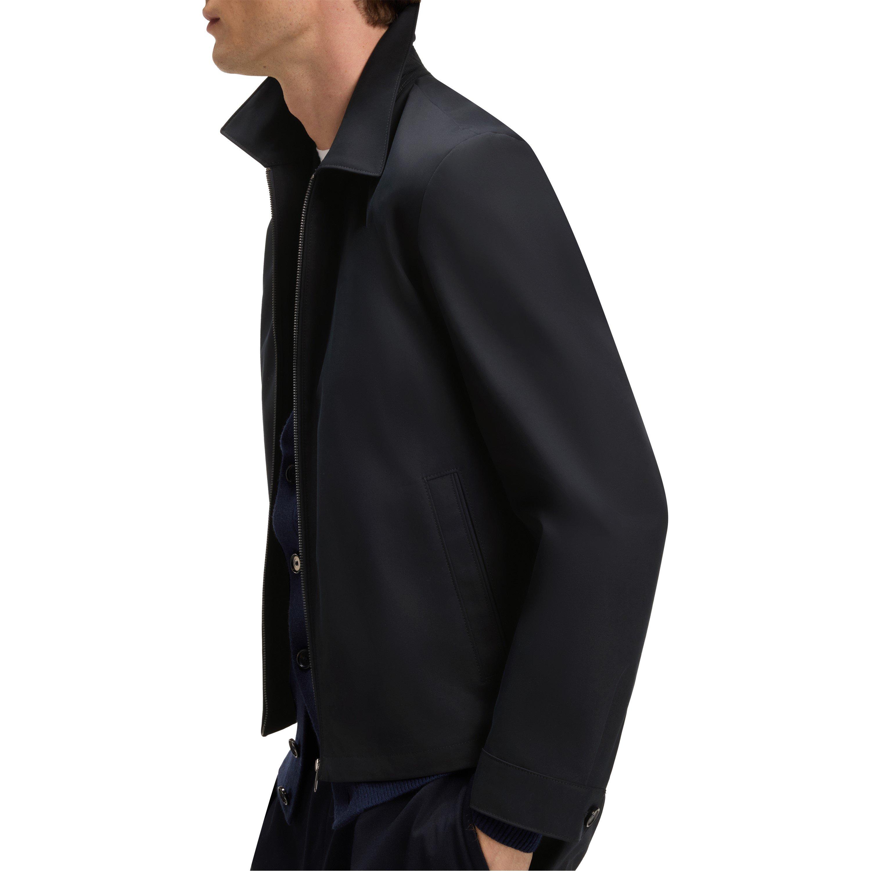 Dark Blue 408 - Boss - Men's Beckham Black Cotton Long Sleeve Overshirt - 4