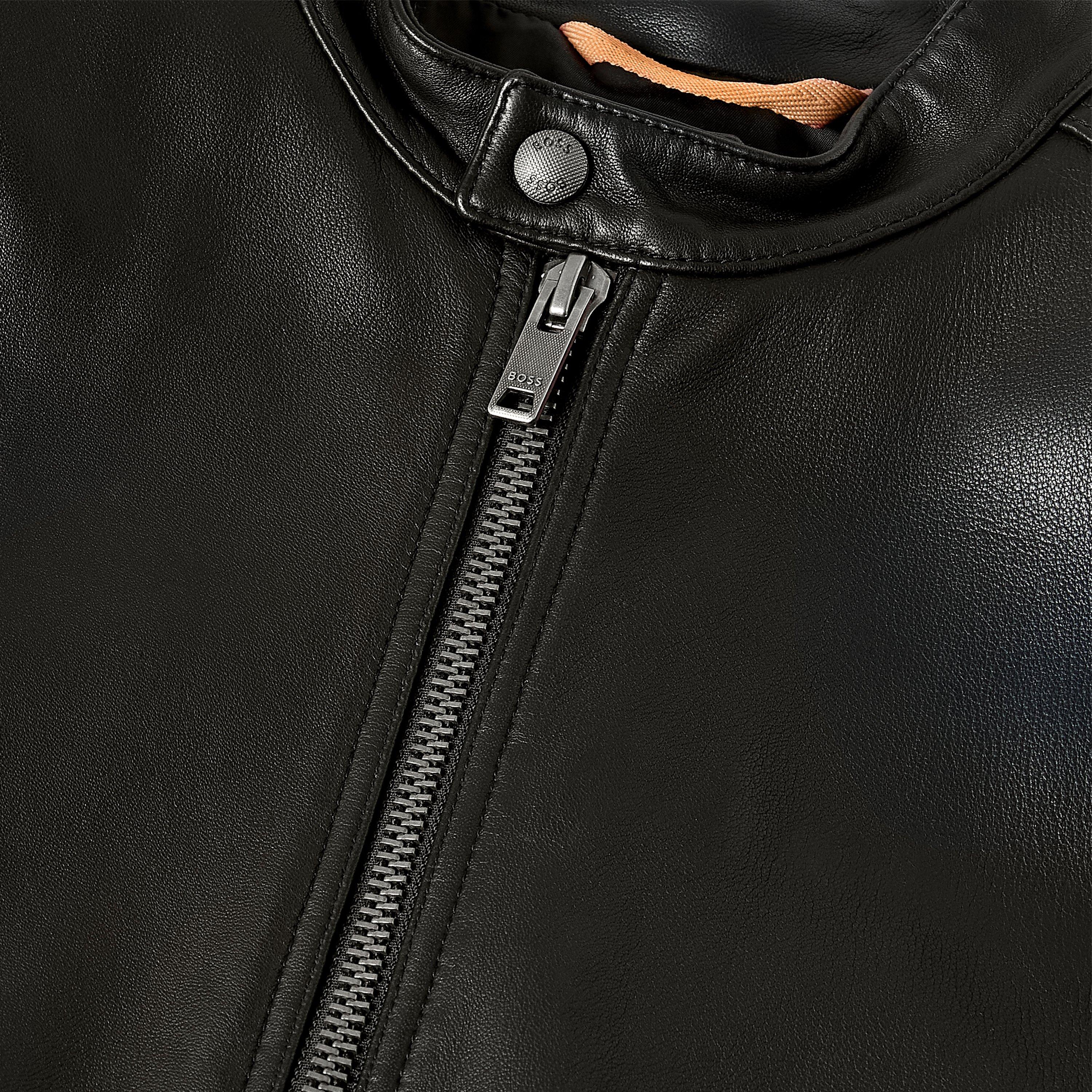 Black - Boss - Men's Jolur Leather Jacket - 3