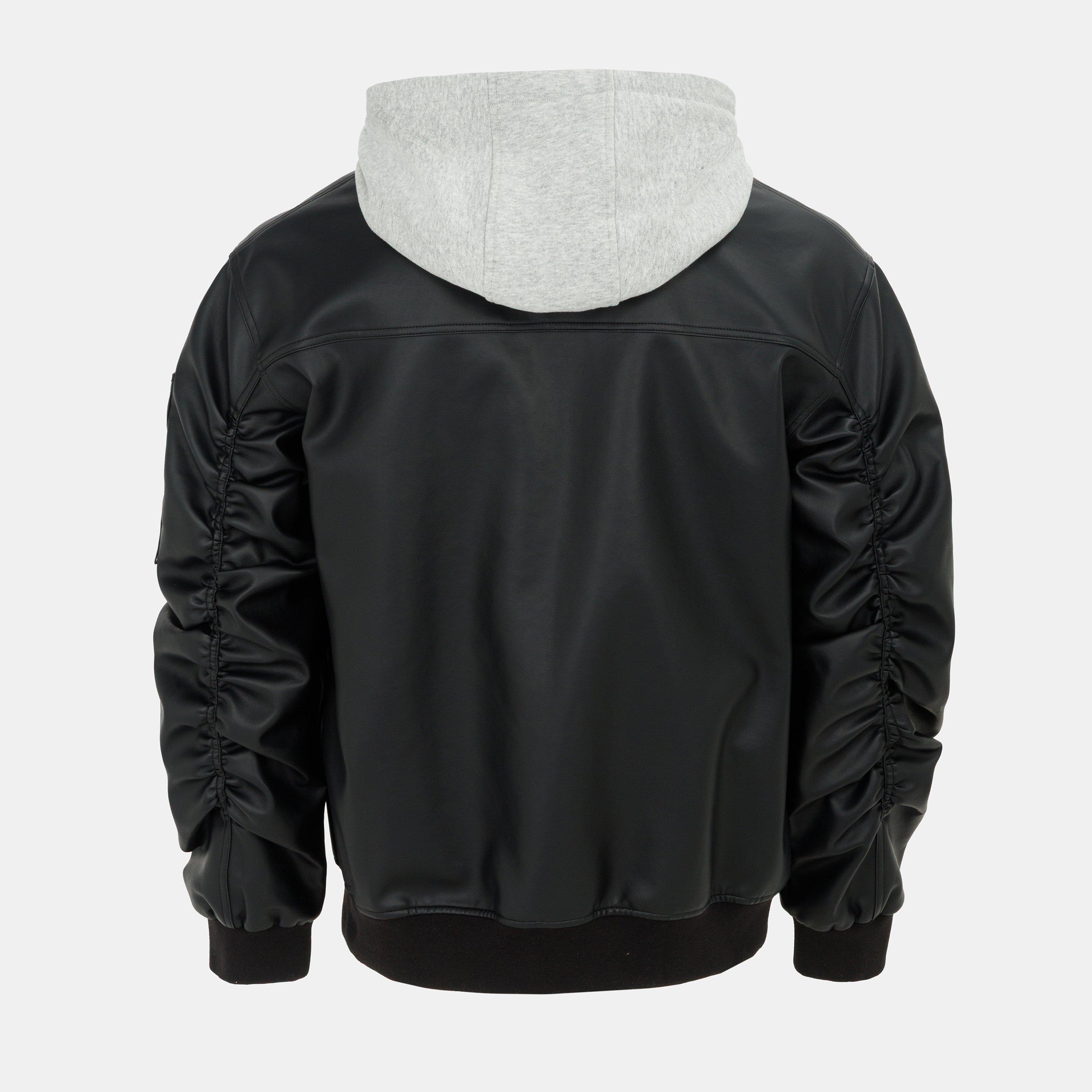 Schwarz - Firetrap - Hood PU Jacket Mens - 2