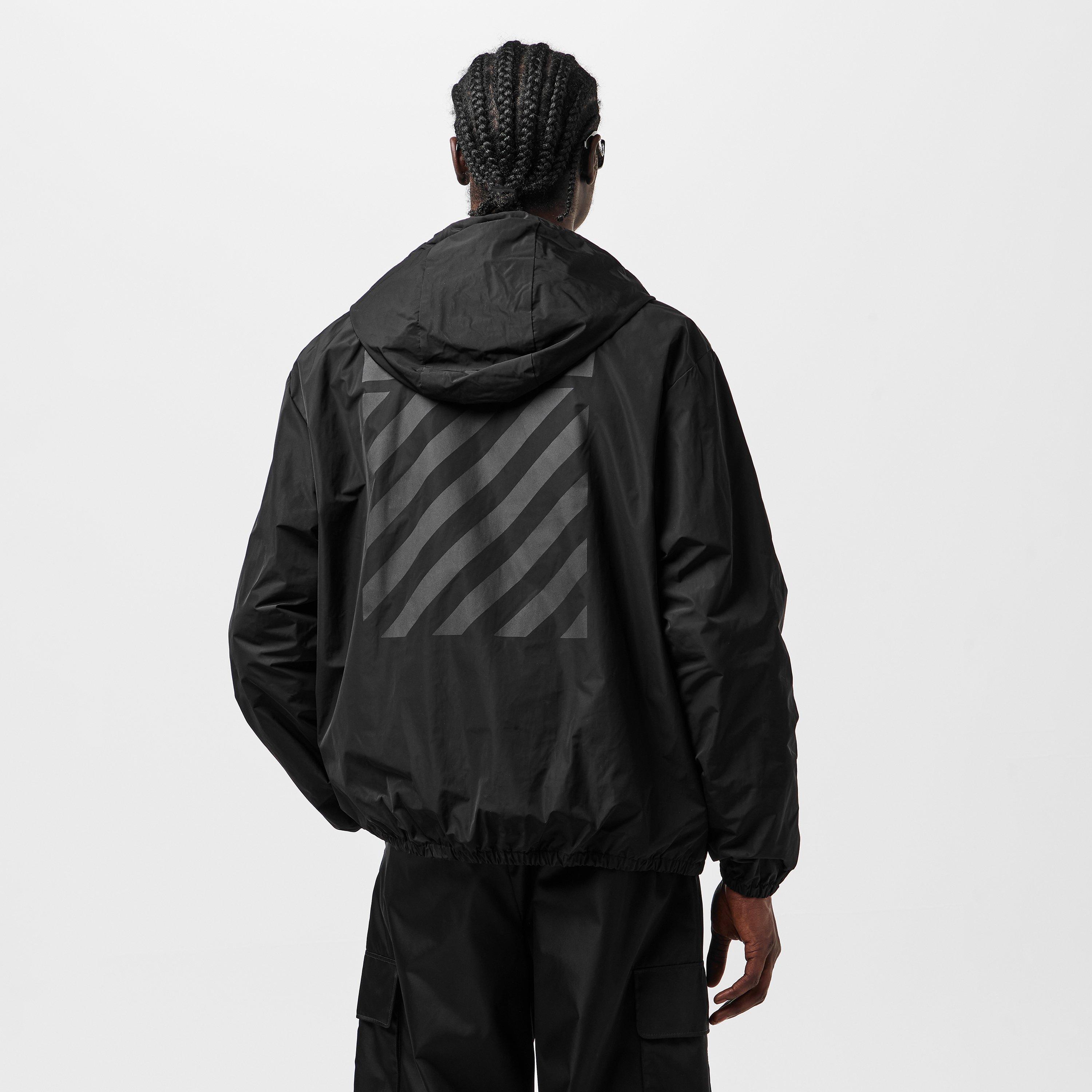 Black - Off White - Men's Diag Windbreaker, Logo, Diag Print - 4