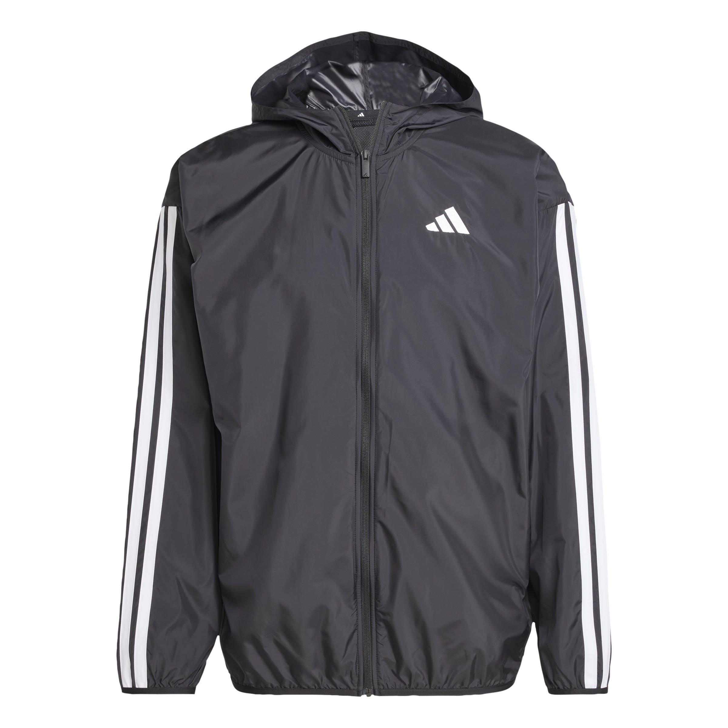 Black/White - adidas - Men's Essentials Stripes Lightweight Mesh Lined Windbreaker - 1