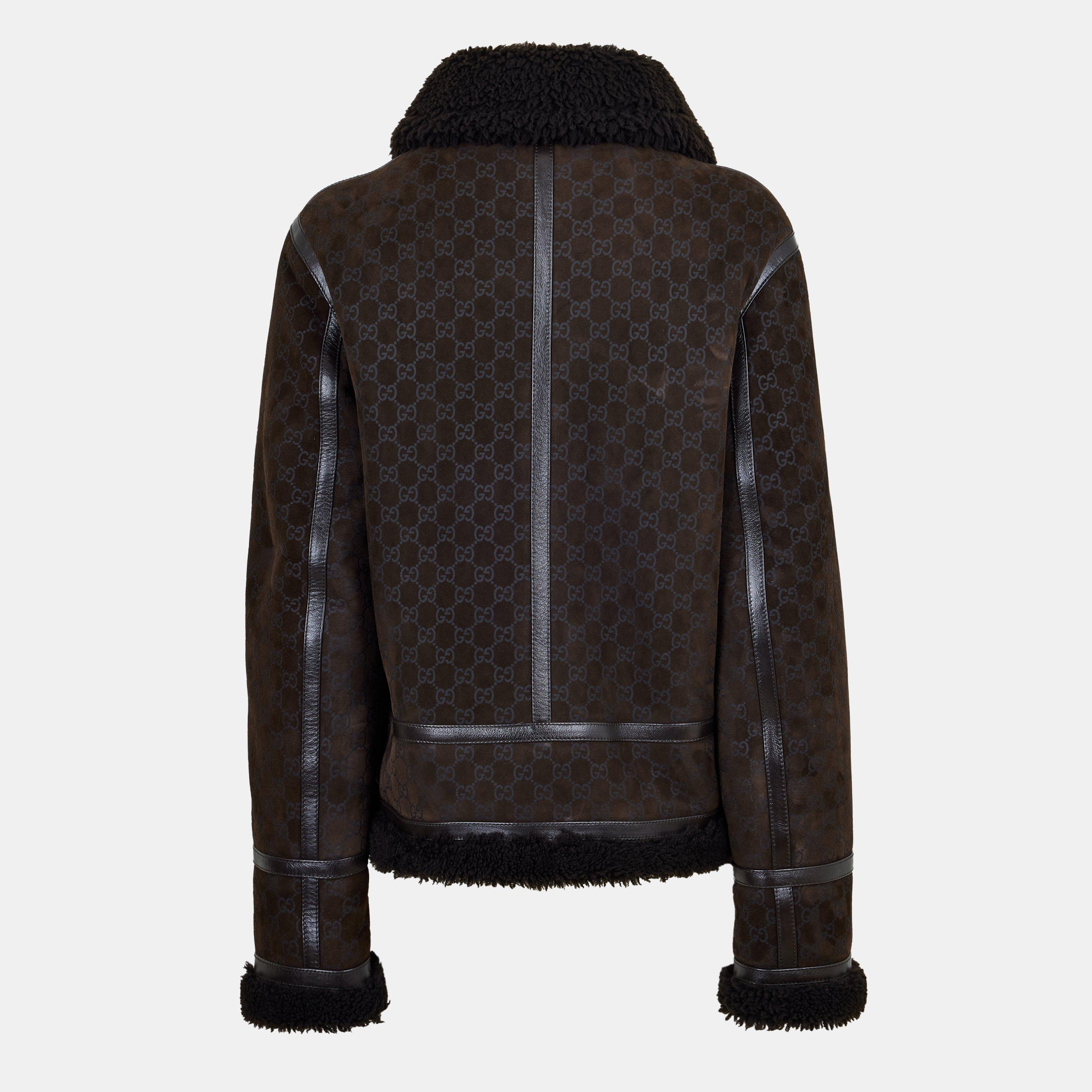 Espresso - Gucci - Women's Shearling Leather Jacket - 2