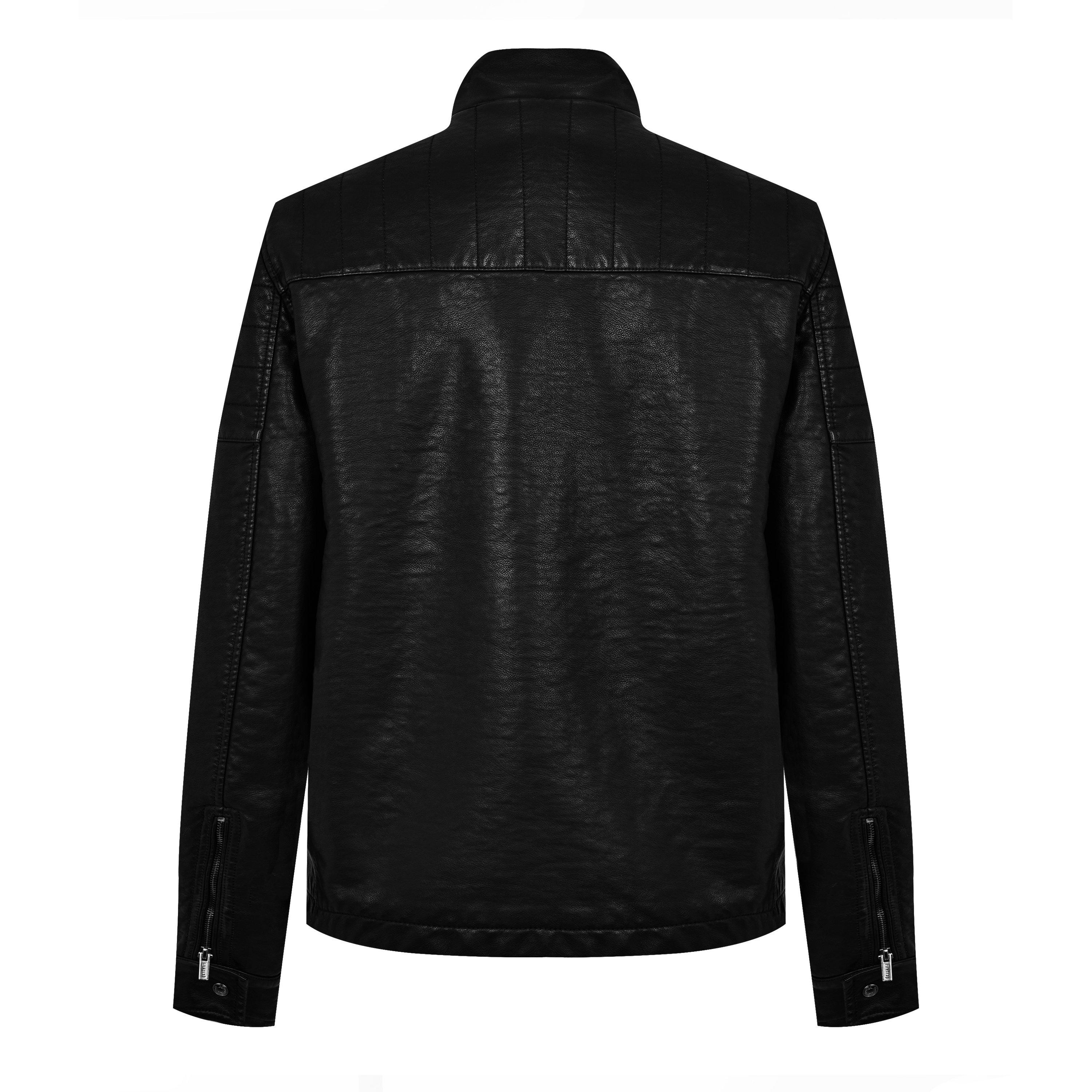 Schwarz - Firetrap - Faux Leather Jacket Mens - 2