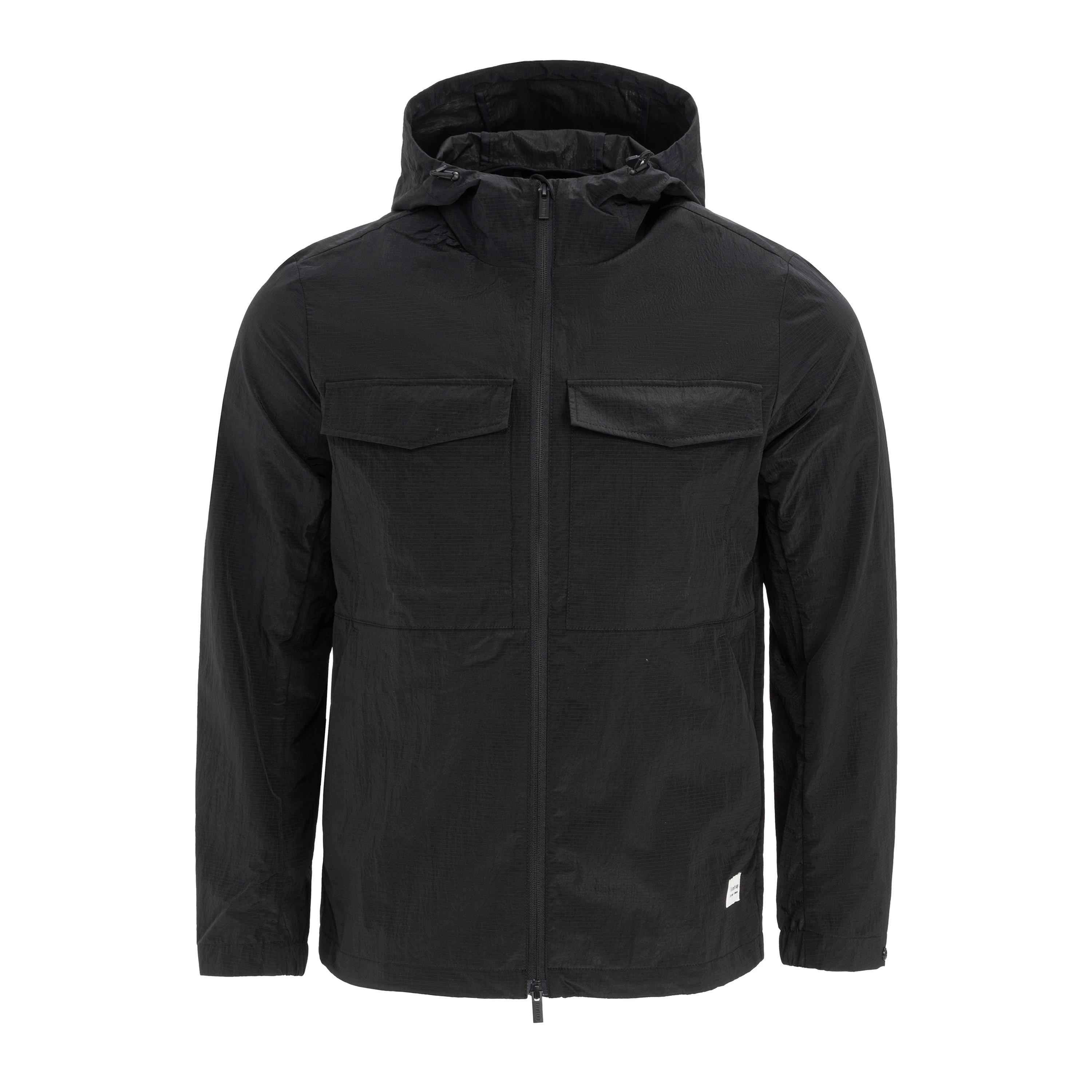 Black - Firetrap - Men's Windproof Hooded Long Sleeve Reflective Performance Training Jacket - 1