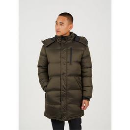 Brave Soul Longline Padded Jacket with Removeable Hood