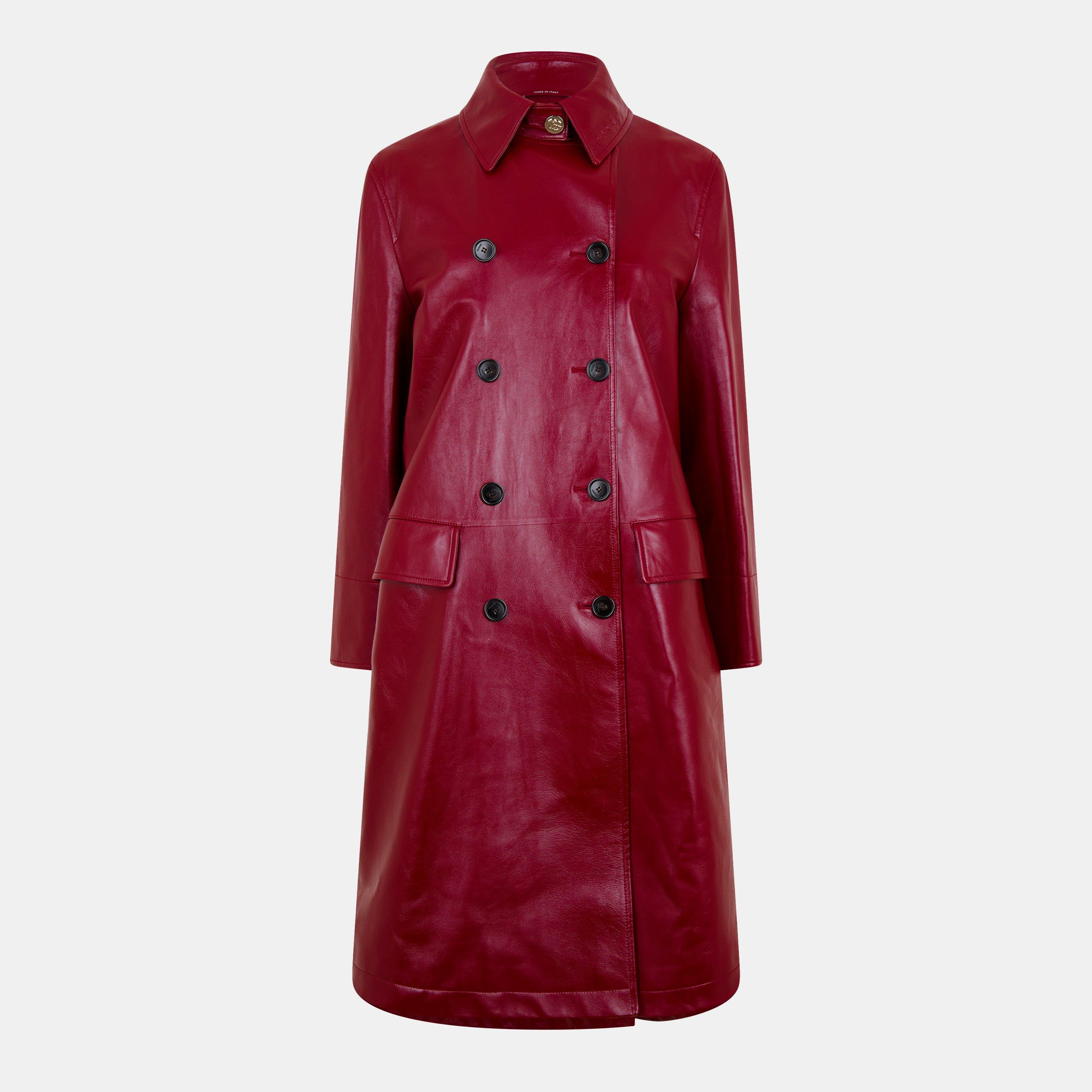 Gucci Shiny Leather Double-Breasted Coat