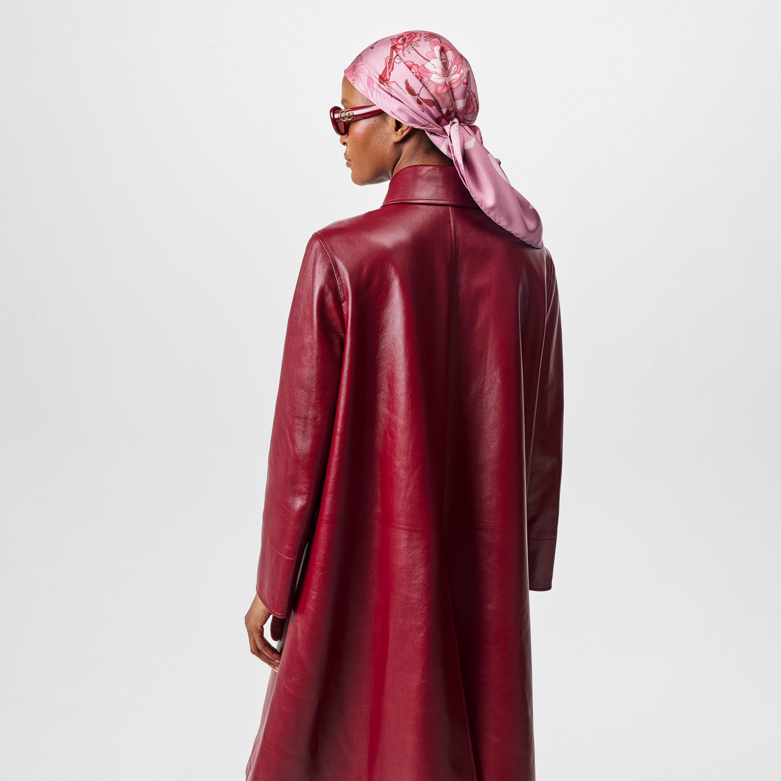 Rosso Ancora - Gucci - Women's Shiny Leather Double-Breasted Long Sleeve Leather Jacket - 4