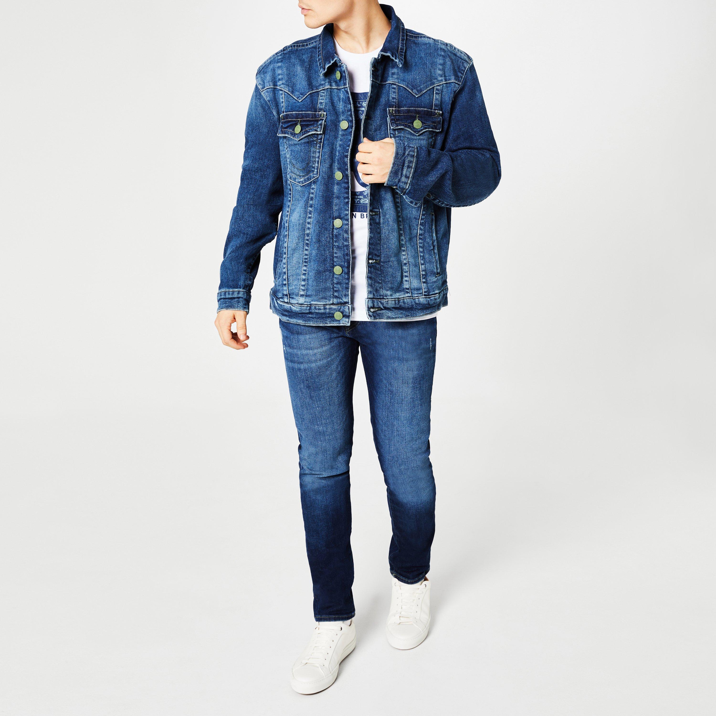 Bush Willow - True Religion - Men's Jimmy Trucker Recycled Cotton Long Sleeve Denim Jacket - 2