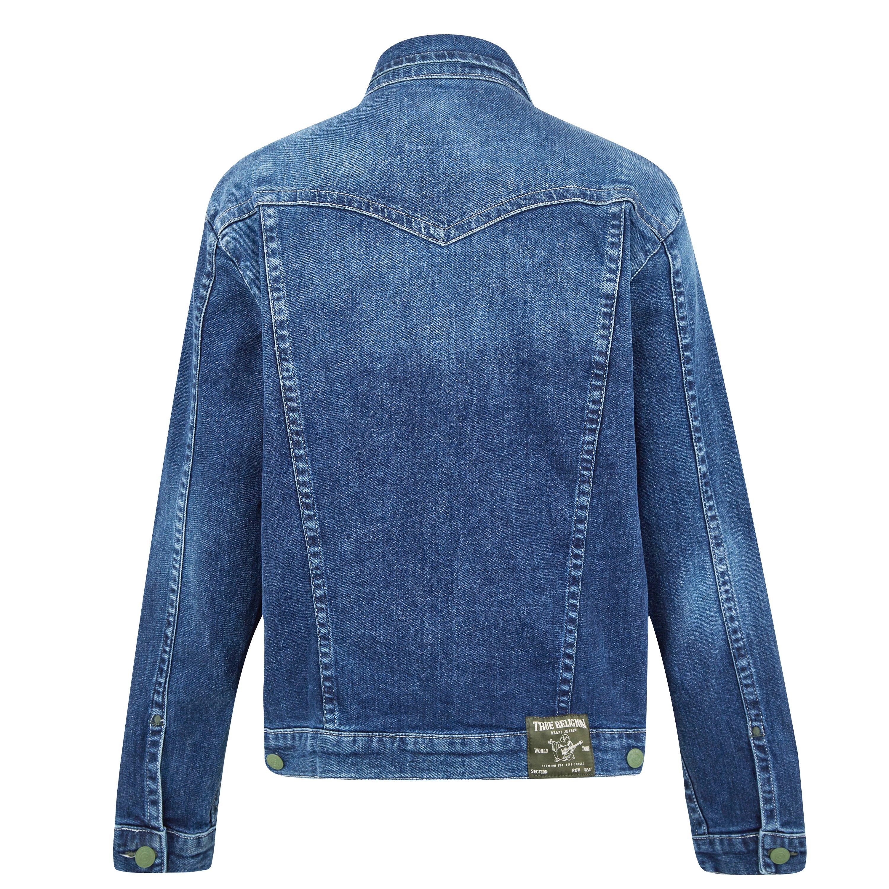 Bush Willow - True Religion - Men's Jimmy Trucker Recycled Cotton Long Sleeve Denim Jacket - 6