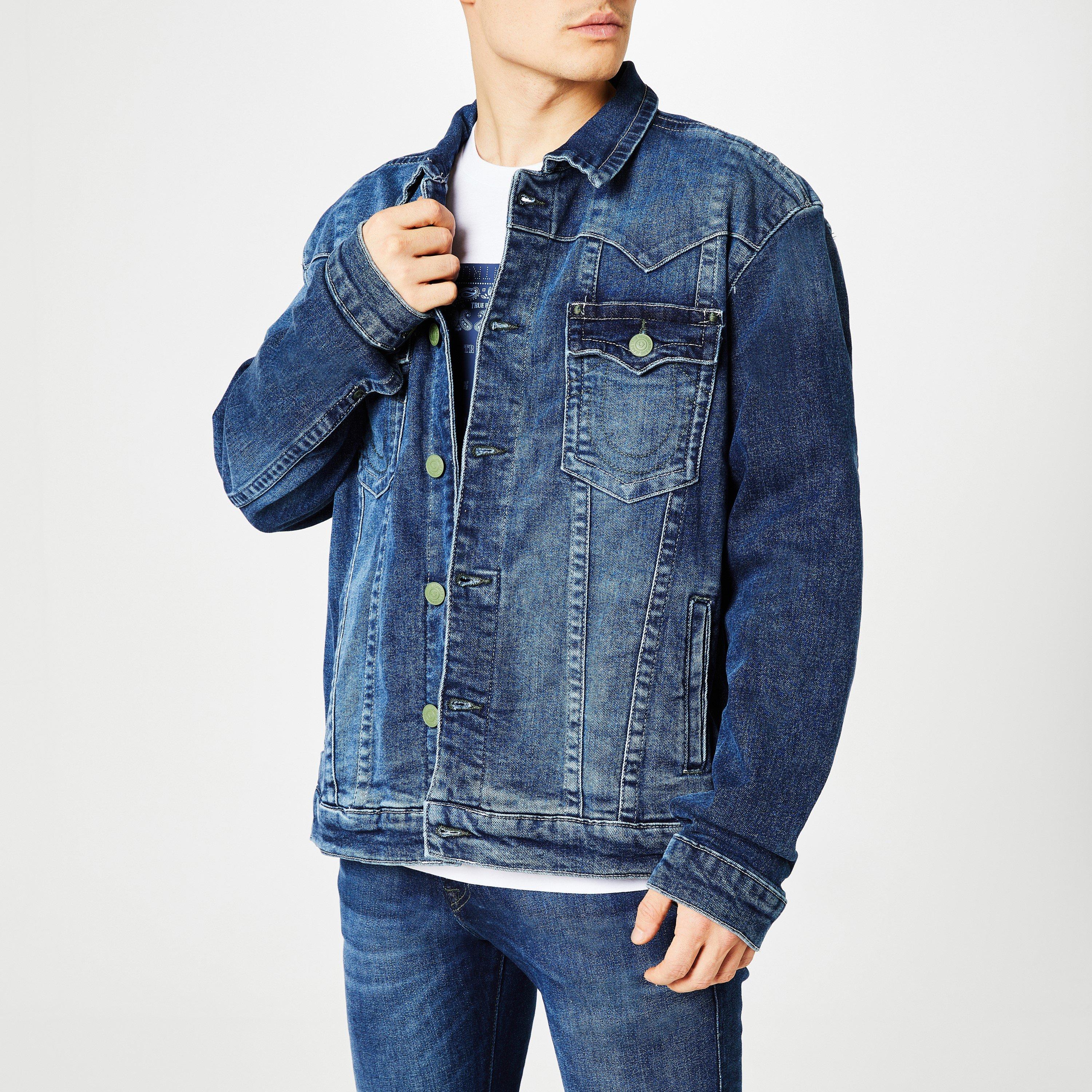 Bush Willow - True Religion - Men's Jimmy Trucker Recycled Cotton Long Sleeve Denim Jacket - 4
