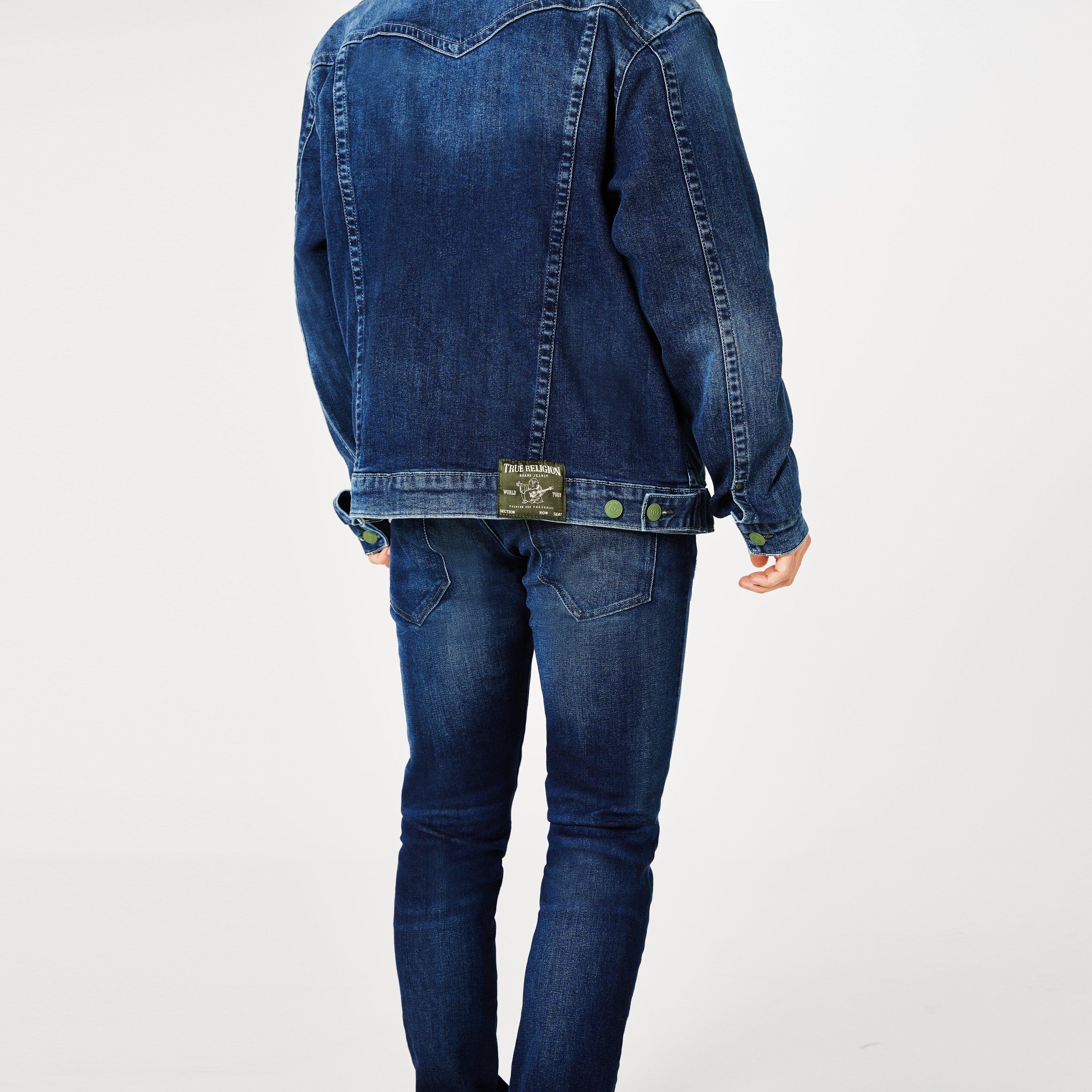 Bush Willow - True Religion - Men's Jimmy Trucker Recycled Cotton Long Sleeve Denim Jacket - 5