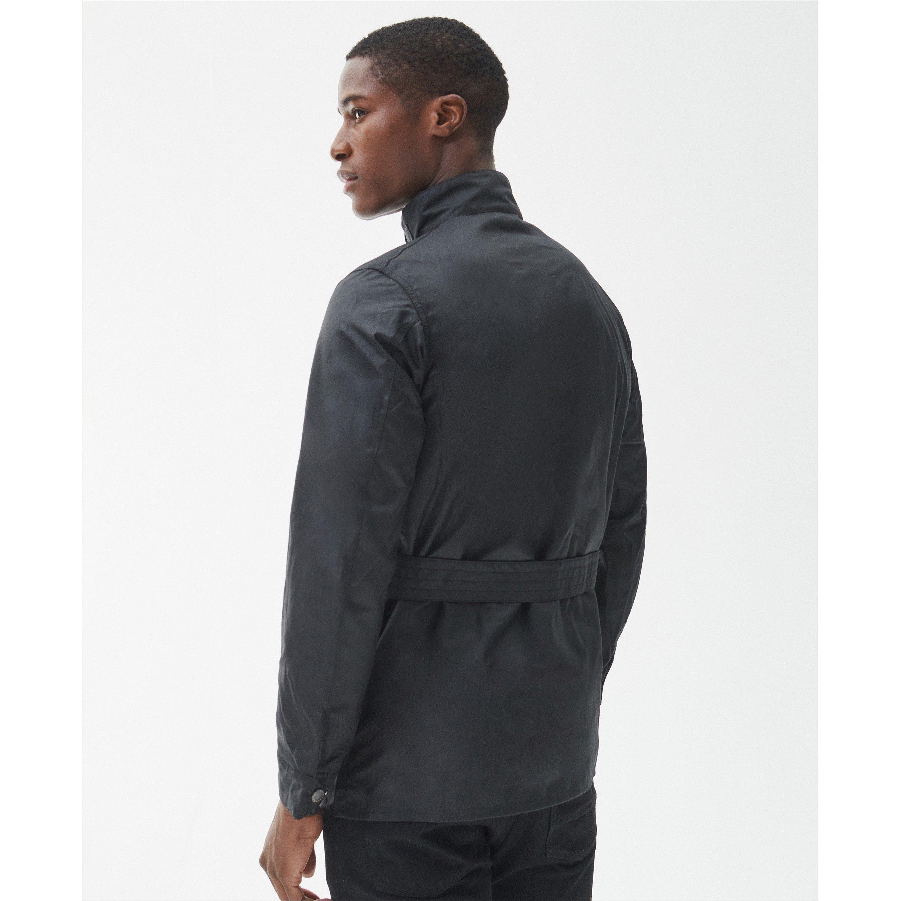 Black BK91 - Barbour International - Men's Water Resistant Waxed Long Sleeve Slim Fit Wax Jacket - 3
