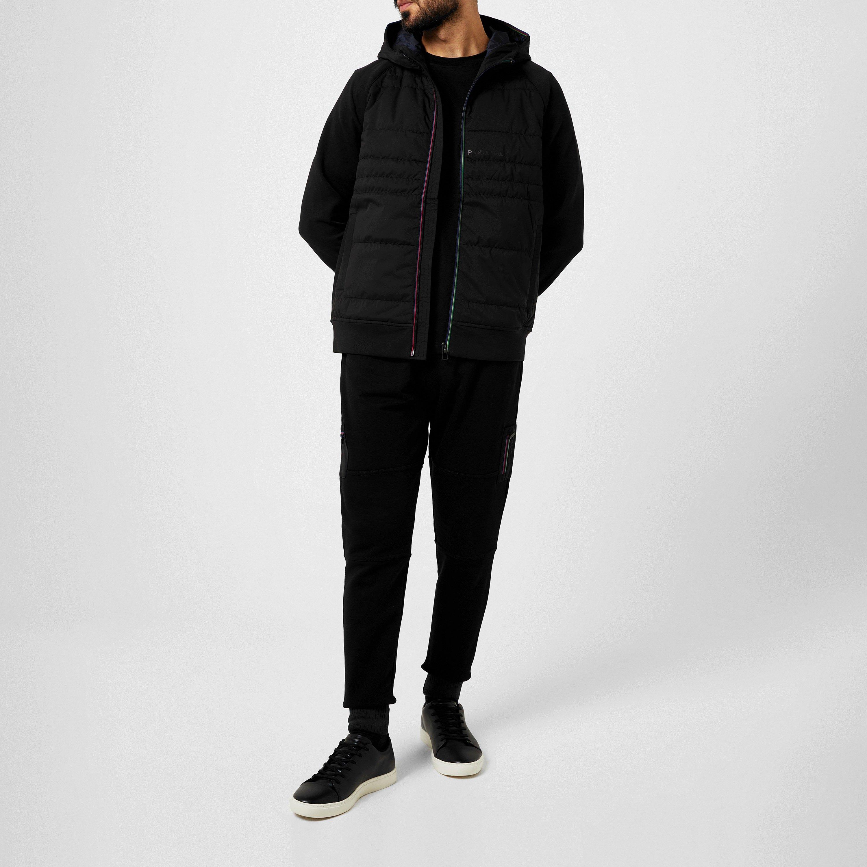 Black - PS Paul Smith - Men's Patch Stripe Wind Resistant Long Sleeve Short Puffer Jacket - 2