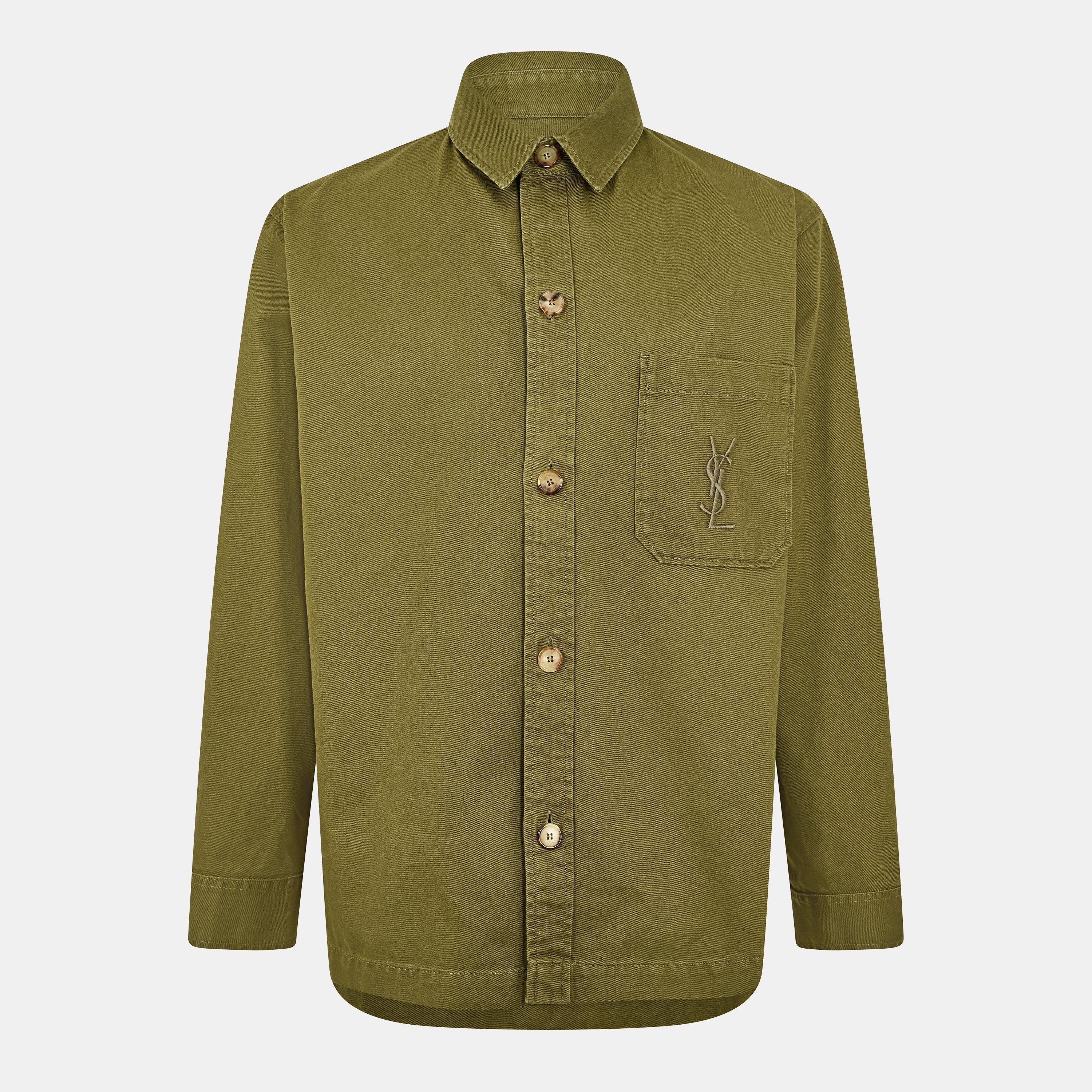 Saint Laurent Mens Cassandre Overshirt - Khaki - XL