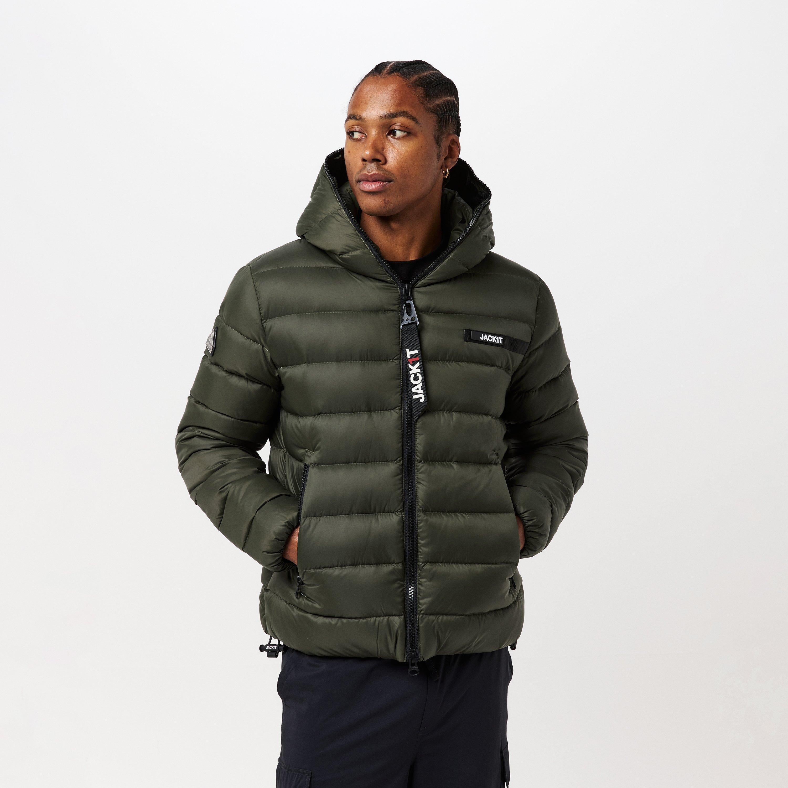 Olive - Jack1t - Men's Dry Racer Hooded Medium Puffer Jacket - 3