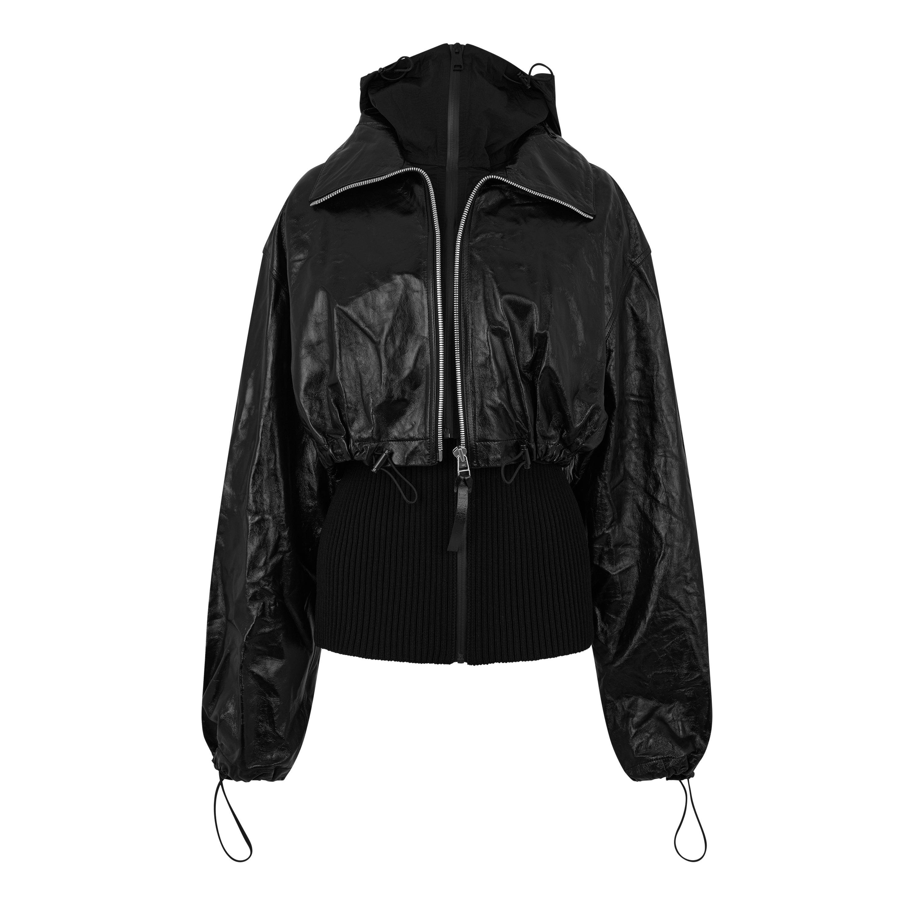 Black - Bottega Veneta - Women's Italian Leather Front Zip Stand Collar Leather Jacket - 1