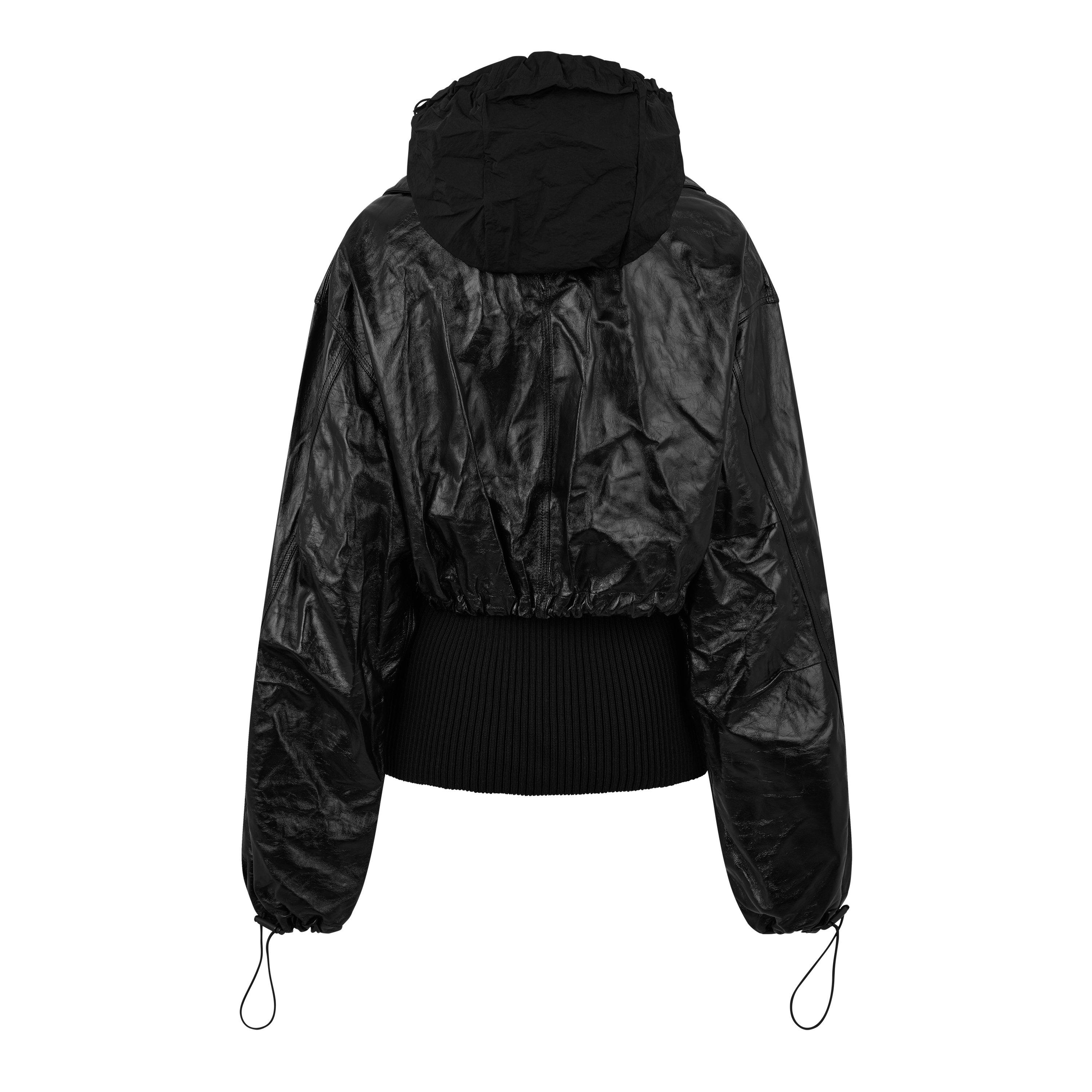 Black - Bottega Veneta - Women's Italian Leather Front Zip Stand Collar Leather Jacket - 2