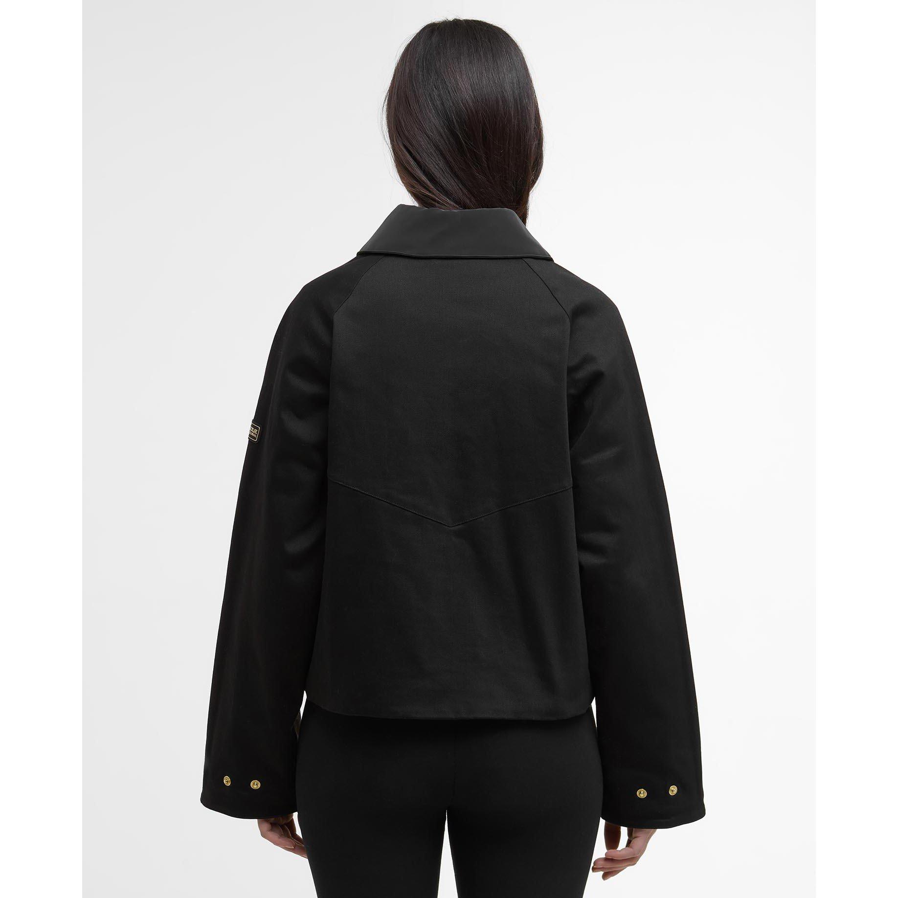 Black - Barbour International - Women's Warlock Heavy Cotton Faux-Velvet Collar Boxy Coach Jacket - 3
