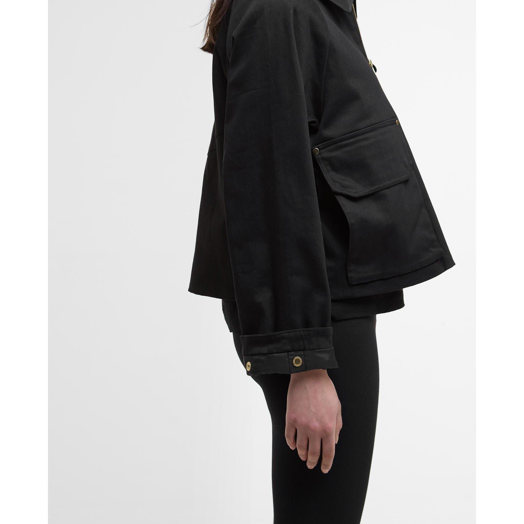 Black - Barbour International - Women's Warlock Heavy Cotton Faux-Velvet Collar Boxy Coach Jacket - 5