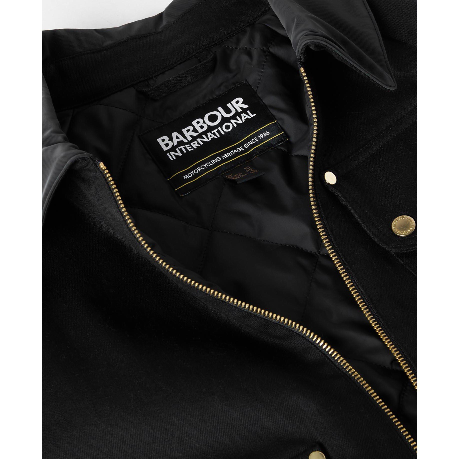 Black - Barbour International - Women's Warlock Heavy Cotton Faux-Velvet Collar Boxy Coach Jacket - 6