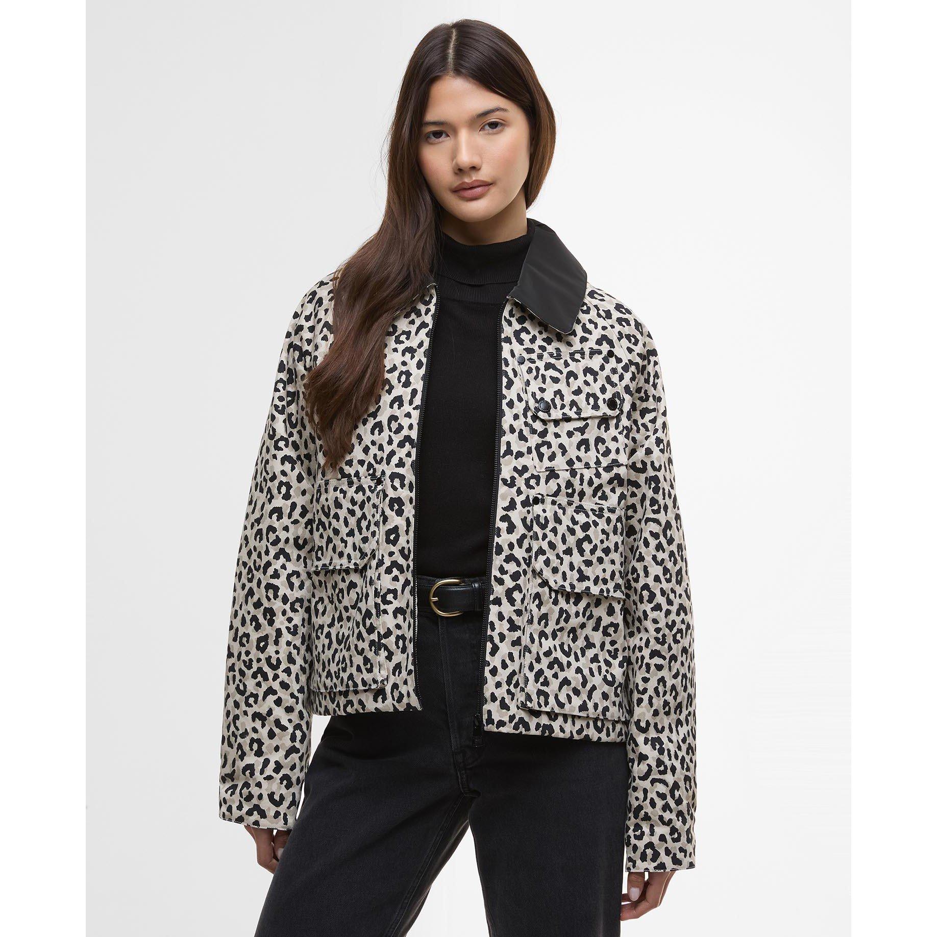 Jasmine Leopard - Barbour International - Women's Warlock Heavy Cotton Faux-Velvet Collar Boxy Coach Jacket - 2