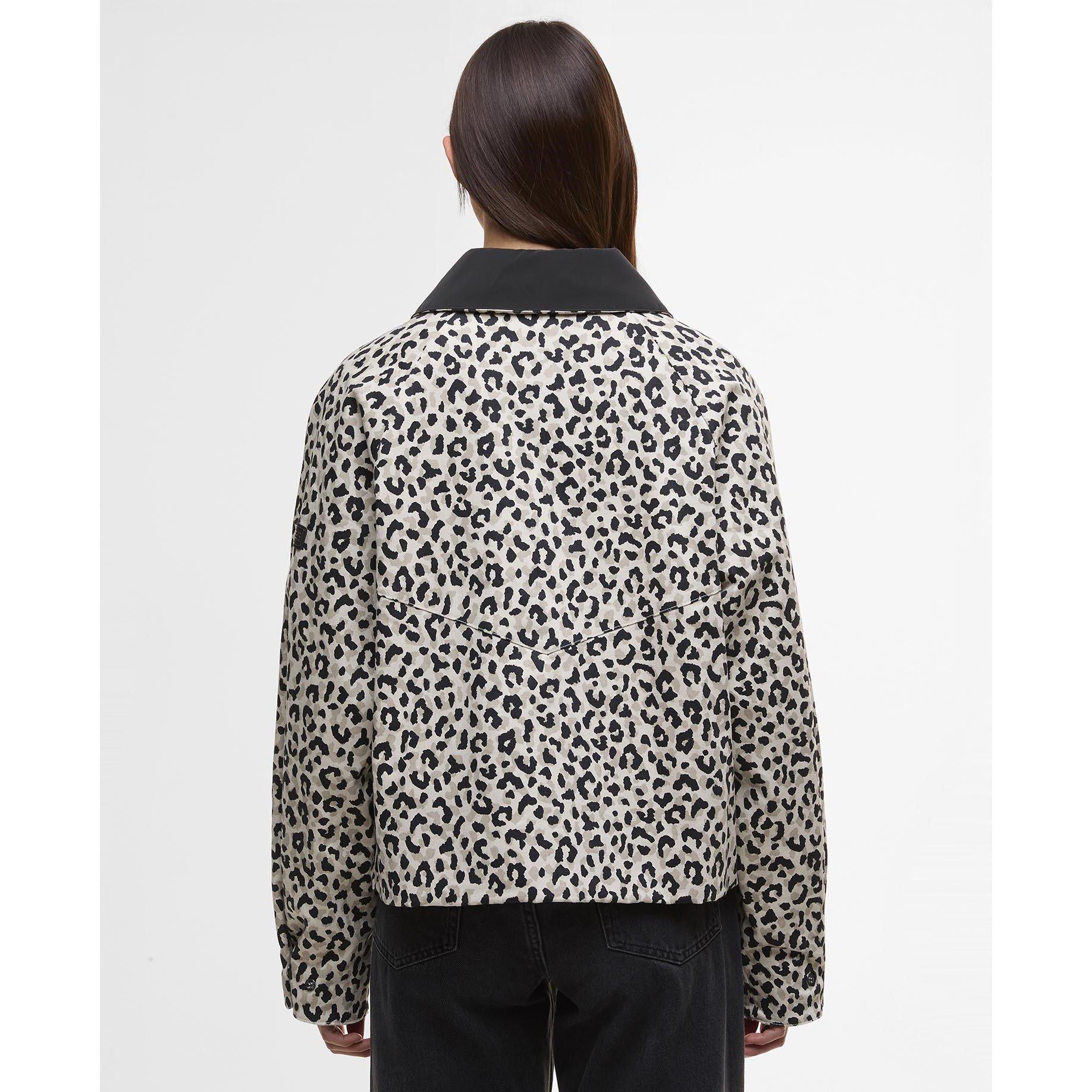 Jasmine Leopard - Barbour International - Women's Warlock Heavy Cotton Faux-Velvet Collar Boxy Coach Jacket - 3