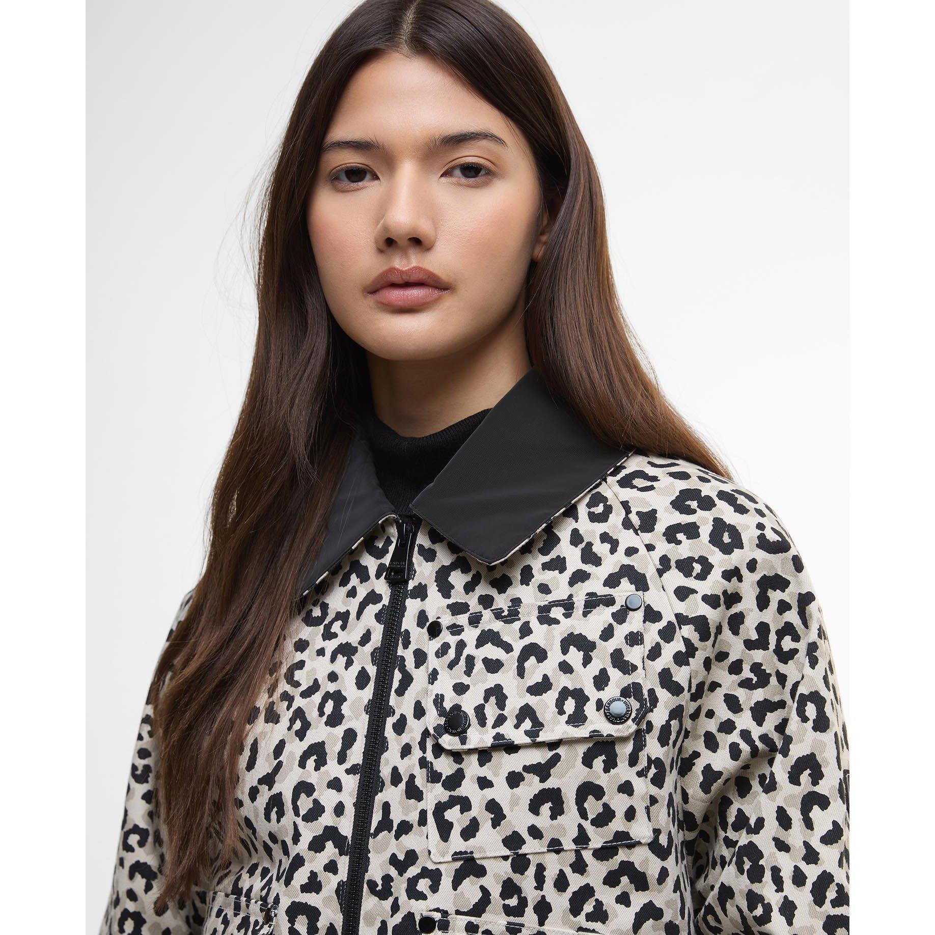 Jasmine Leopard - Barbour International - Women's Warlock Heavy Cotton Faux-Velvet Collar Boxy Coach Jacket - 4