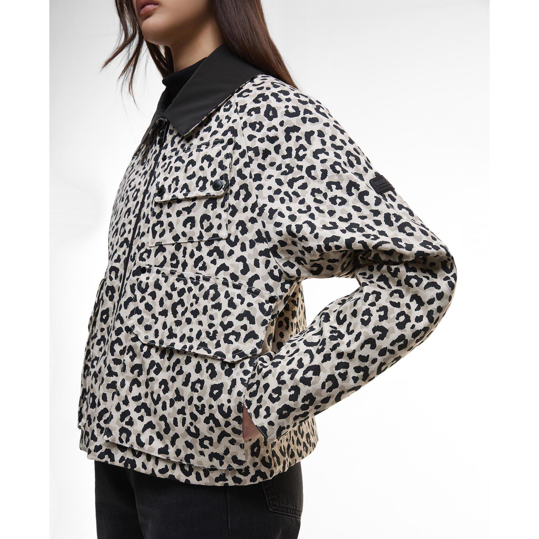 Jasmine Leopard - Barbour International - Women's Warlock Heavy Cotton Faux-Velvet Collar Boxy Coach Jacket - 5