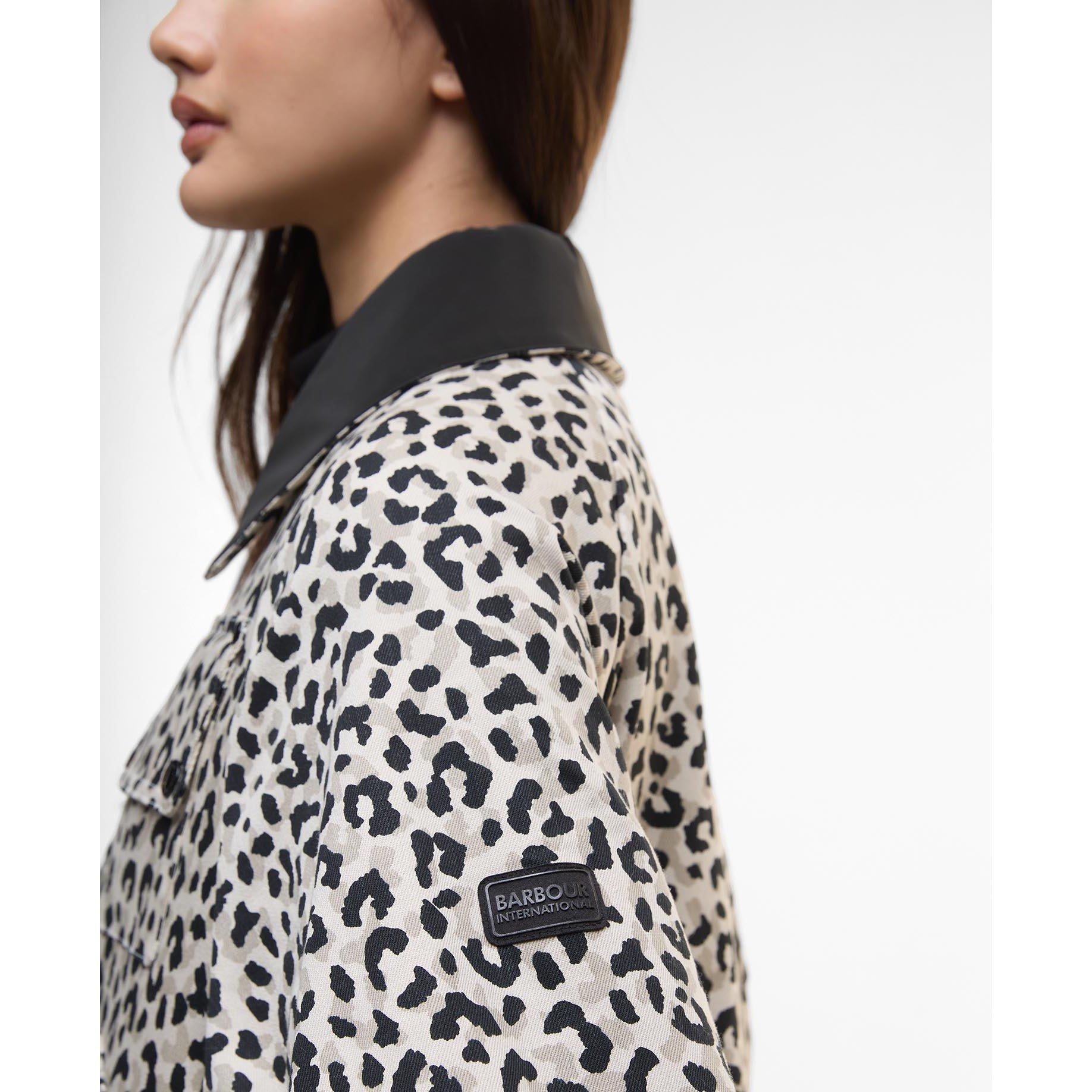 Jasmine Leopard - Barbour International - Women's Warlock Heavy Cotton Faux-Velvet Collar Boxy Coach Jacket - 6