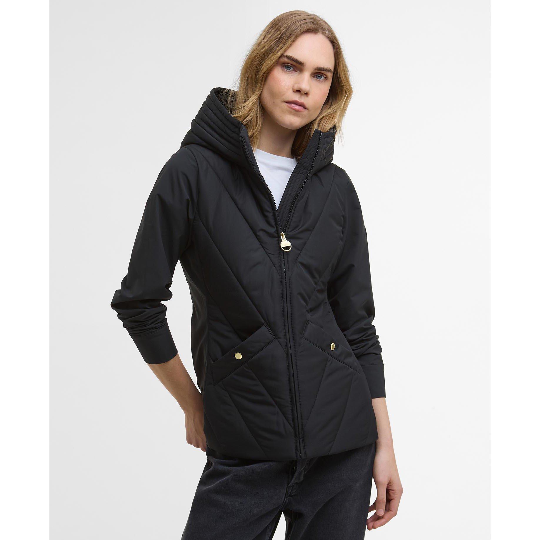 Black - Barbour International - Women's Diablo Quilted Long Sleeve Slim Fit Hybrid Jacket - 2