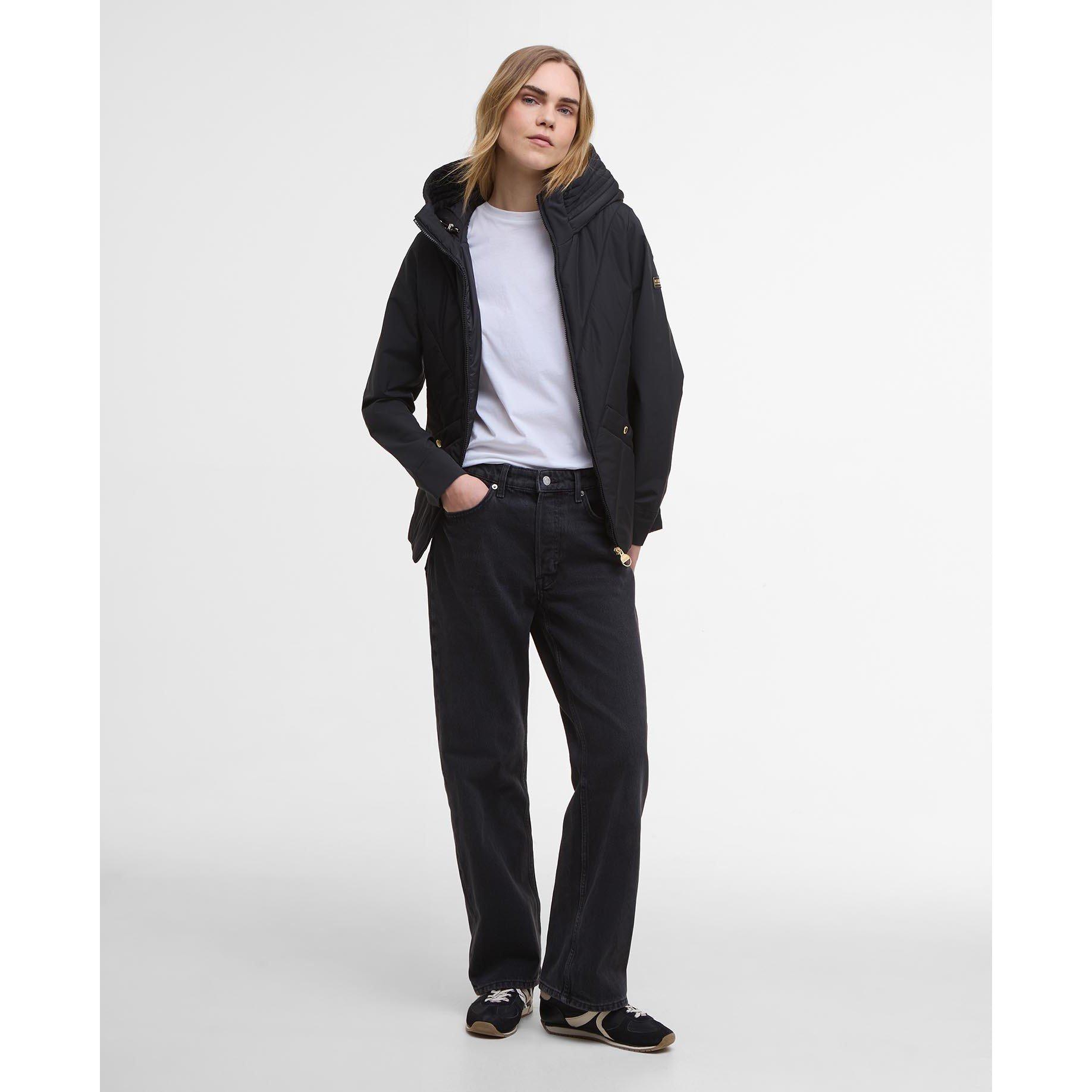 Black - Barbour International - Women's Diablo Quilted Long Sleeve Slim Fit Hybrid Jacket - 6