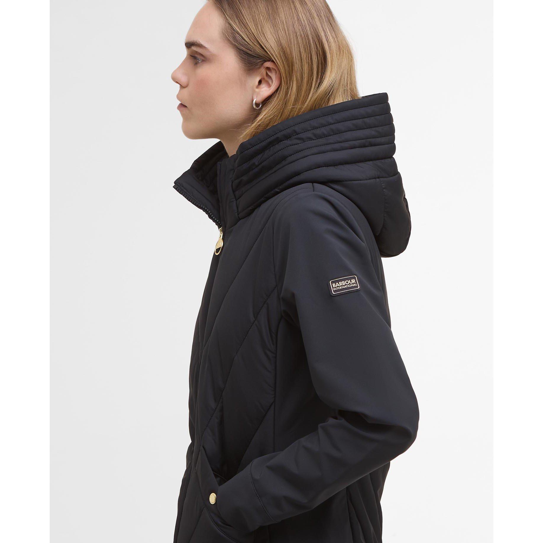 Black - Barbour International - Women's Diablo Quilted Long Sleeve Slim Fit Hybrid Jacket - 4