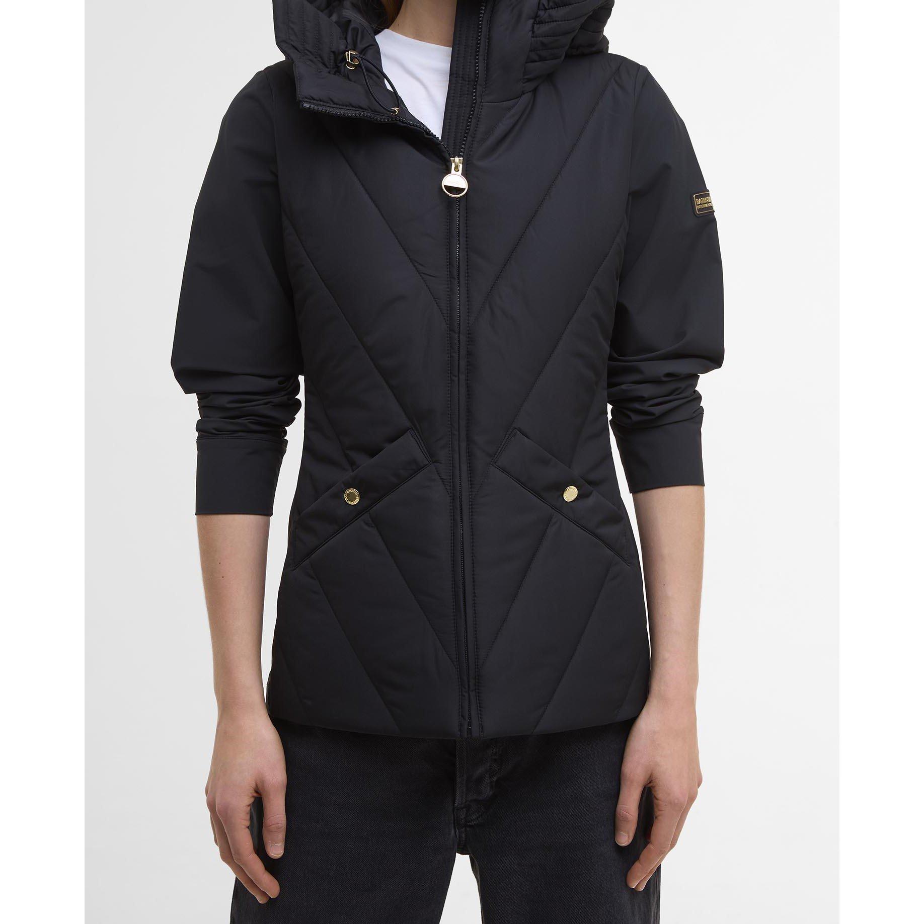 Black - Barbour International - Women's Diablo Quilted Long Sleeve Slim Fit Hybrid Jacket - 5