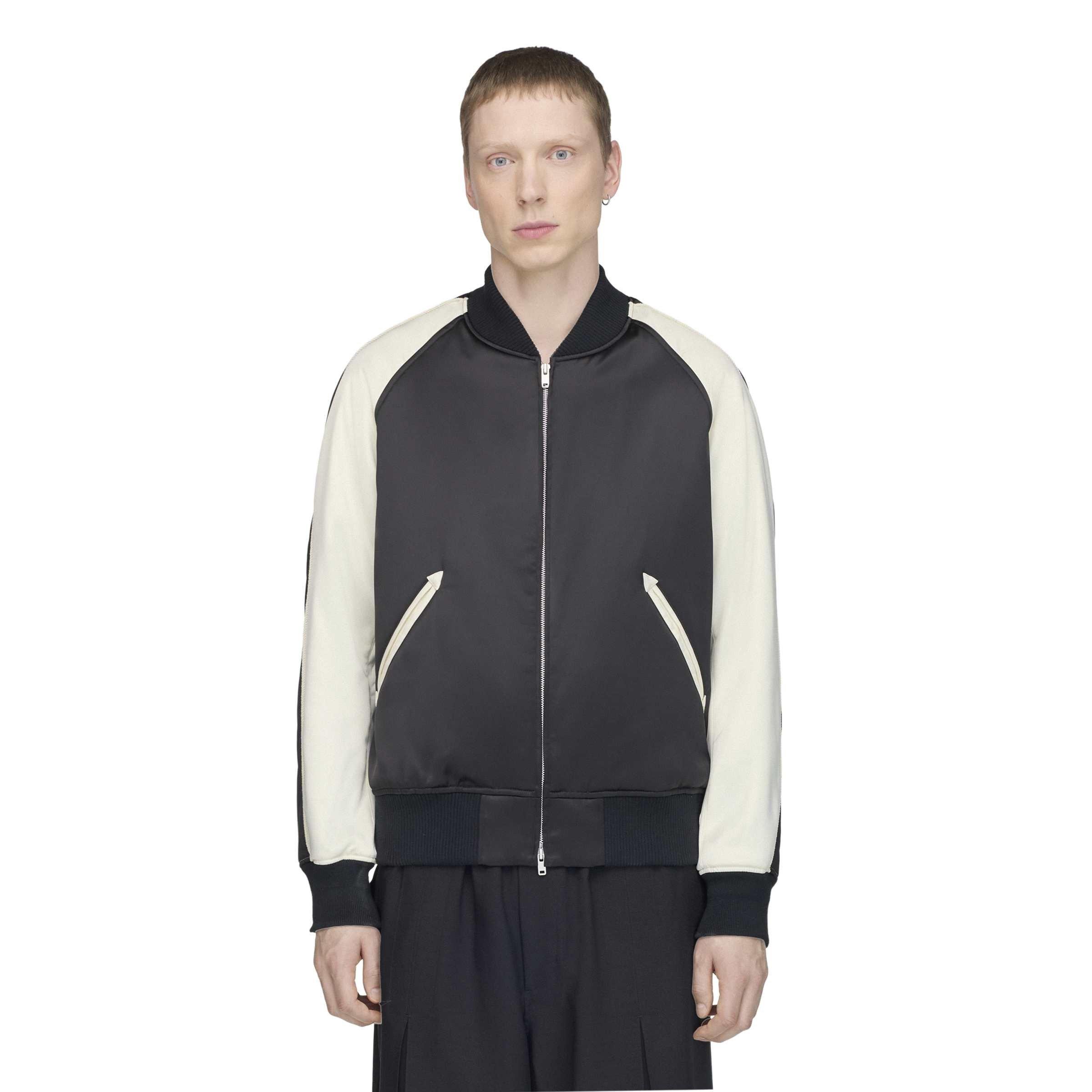 Black/Cream - Y3 - Liquid Logo Satin Souvenir Jacket - 3