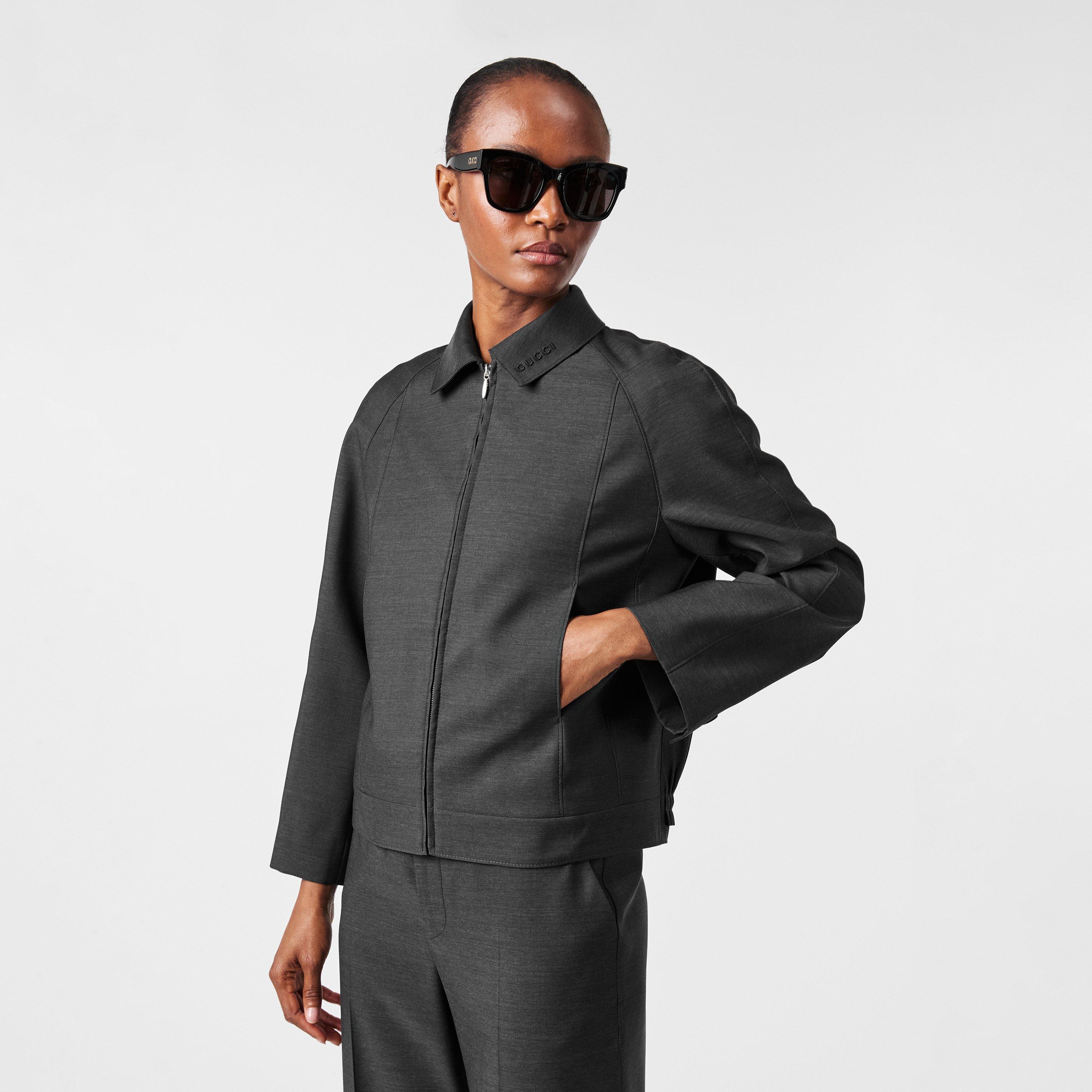 Medium Grey - Gucci - Women's Wool Long Sleeve Hybrid Jacket - 3