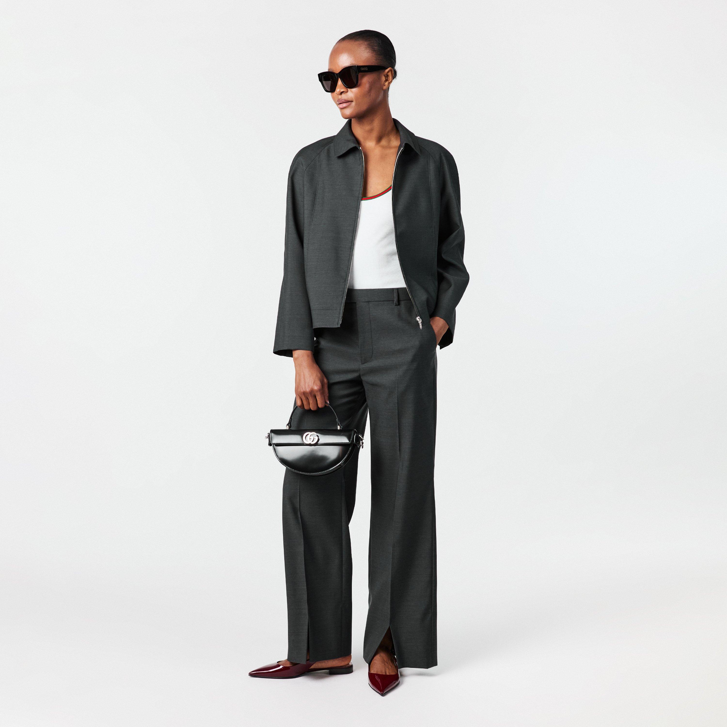 Medium Grey - Gucci - Women's Wool Long Sleeve Hybrid Jacket - 6